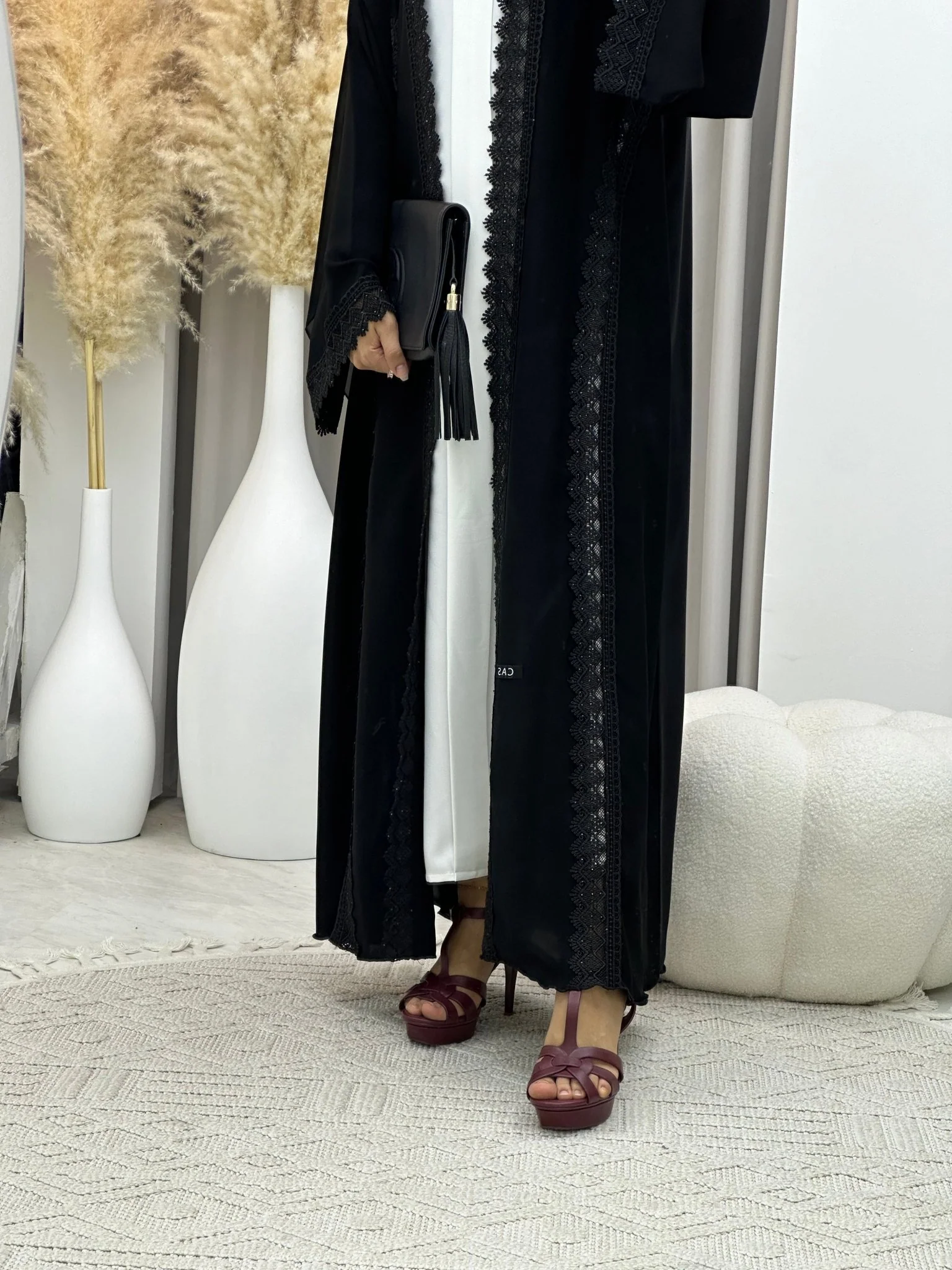 C RTW 0096 Black Lace Abaya - Image 10