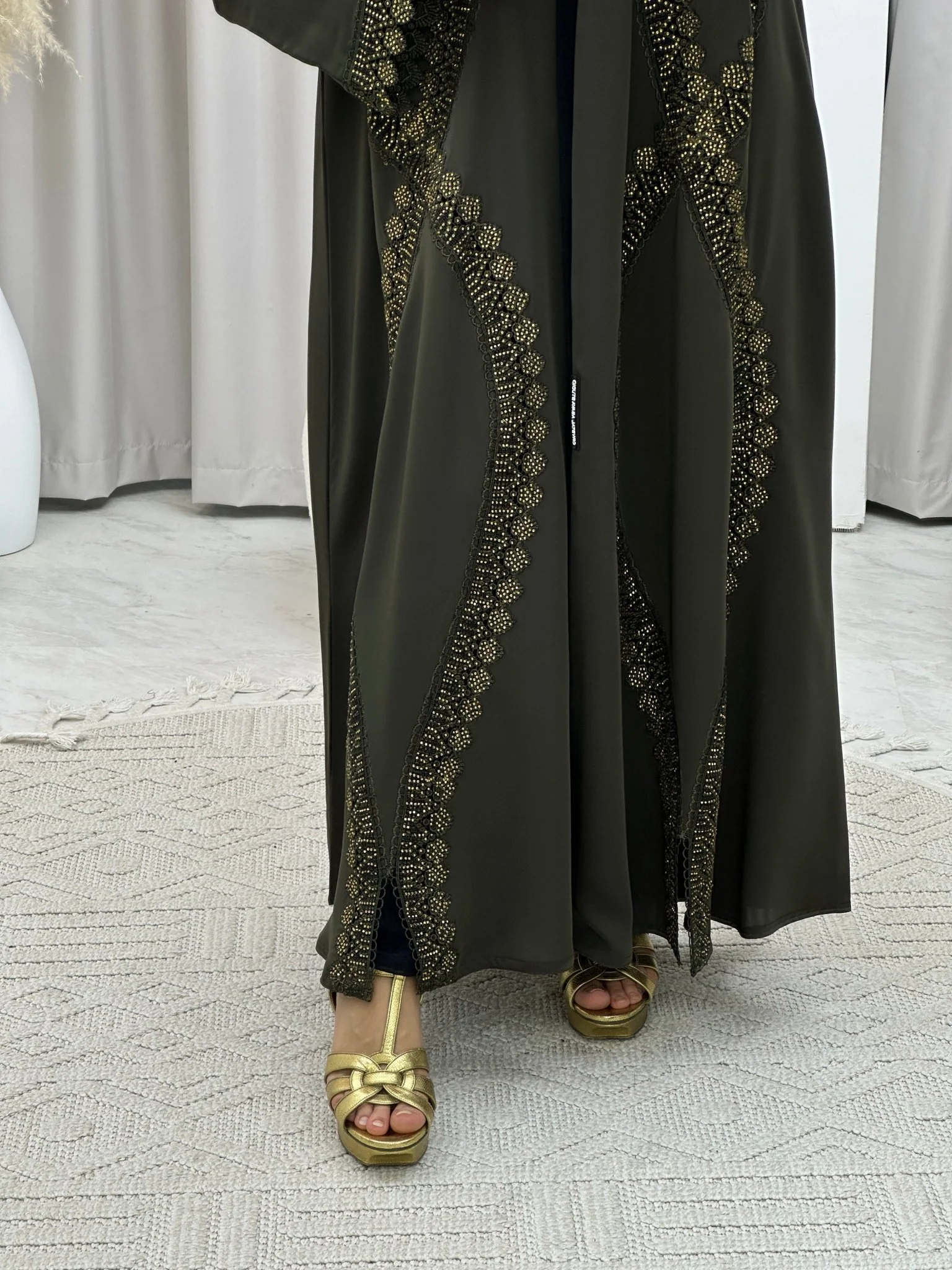 C RTW 0124 Olive Lace Abaya - Image 9