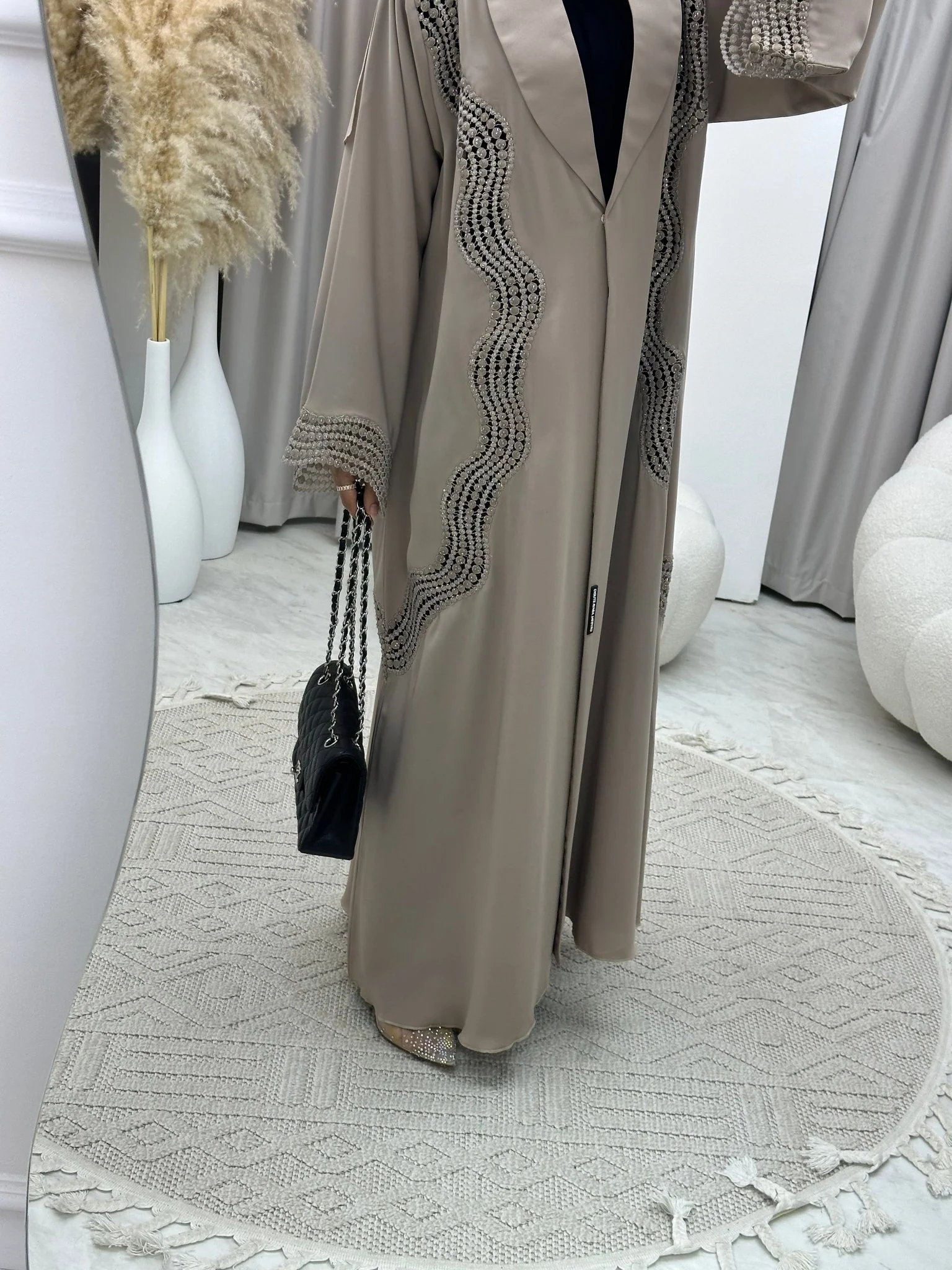 C RTW 0125 Nude Lace Abaya - Image 4
