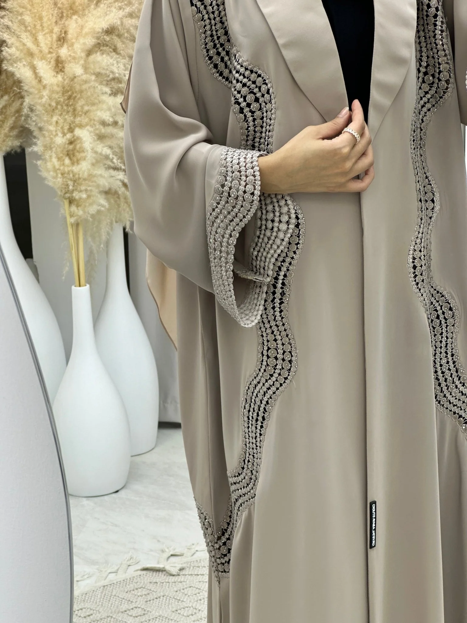 C RTW 0125 Nude Lace Abaya - Image 5