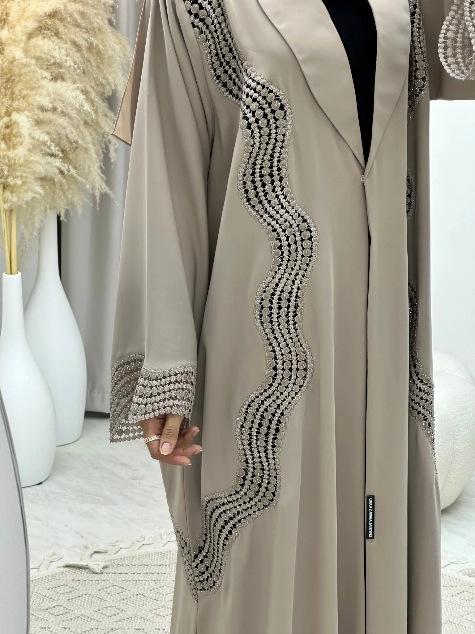 C RTW 0125 Nude Lace Abaya - Image 6