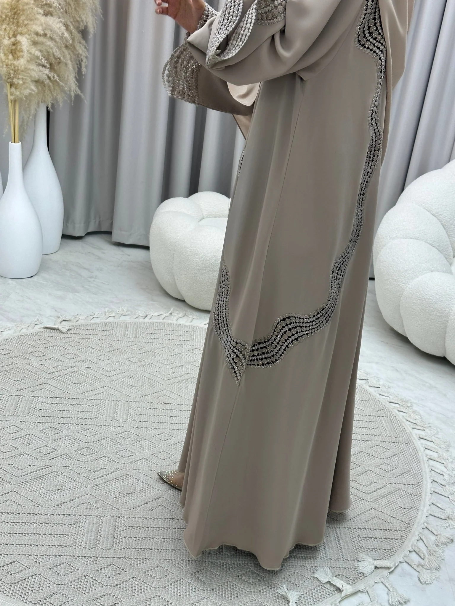 C RTW 0125 Nude Lace Abaya - Image 7