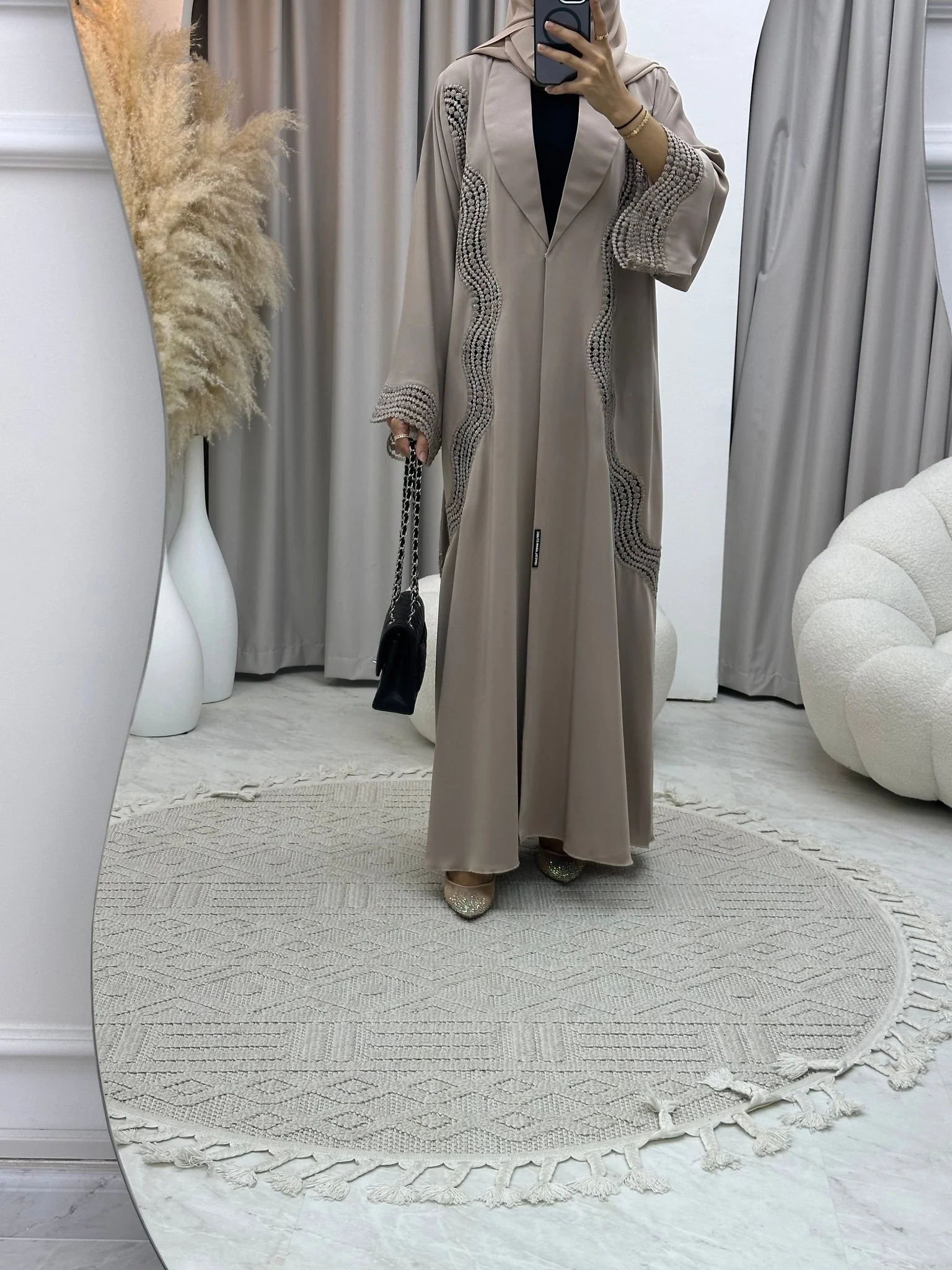C RTW 0125 Nude Lace Abaya - Image 8