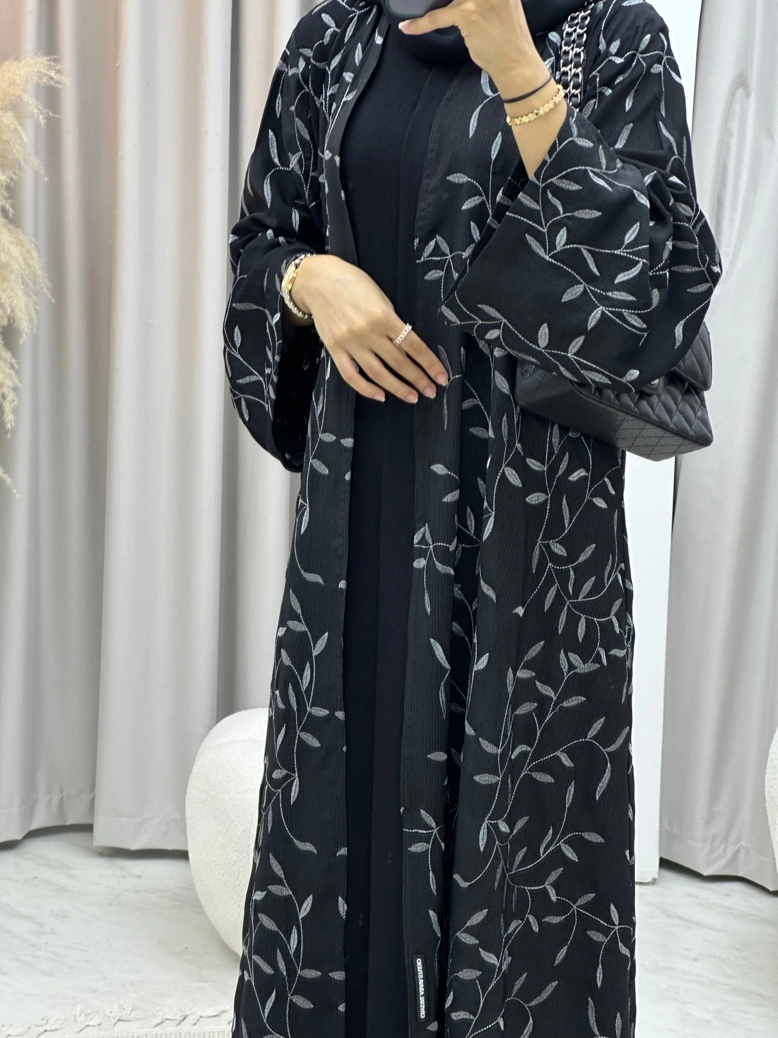 C RTW 0126 Black Embroidery Abaya - Image 4