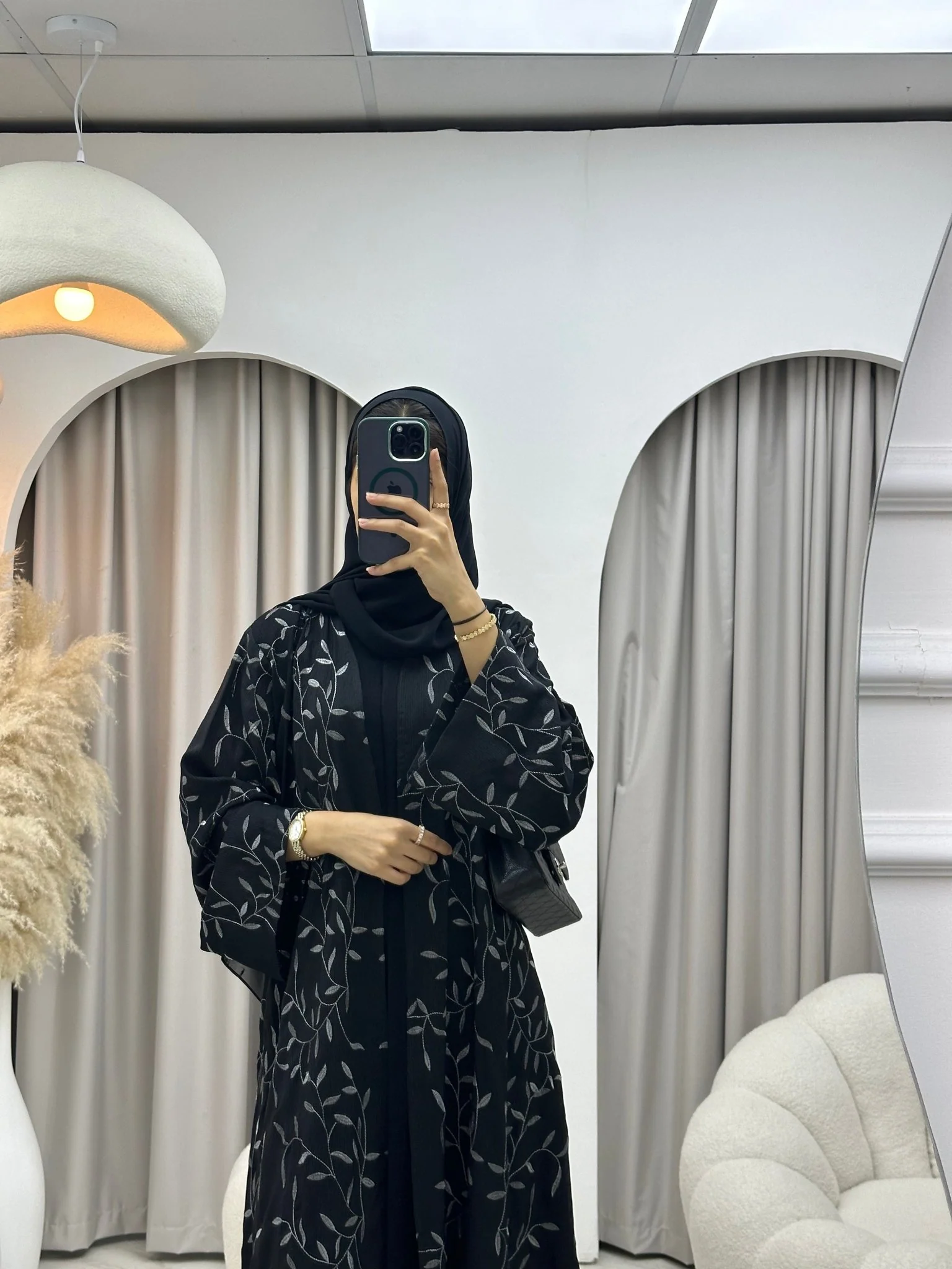 C RTW 0126 Black Embroidery Abaya - Image 5