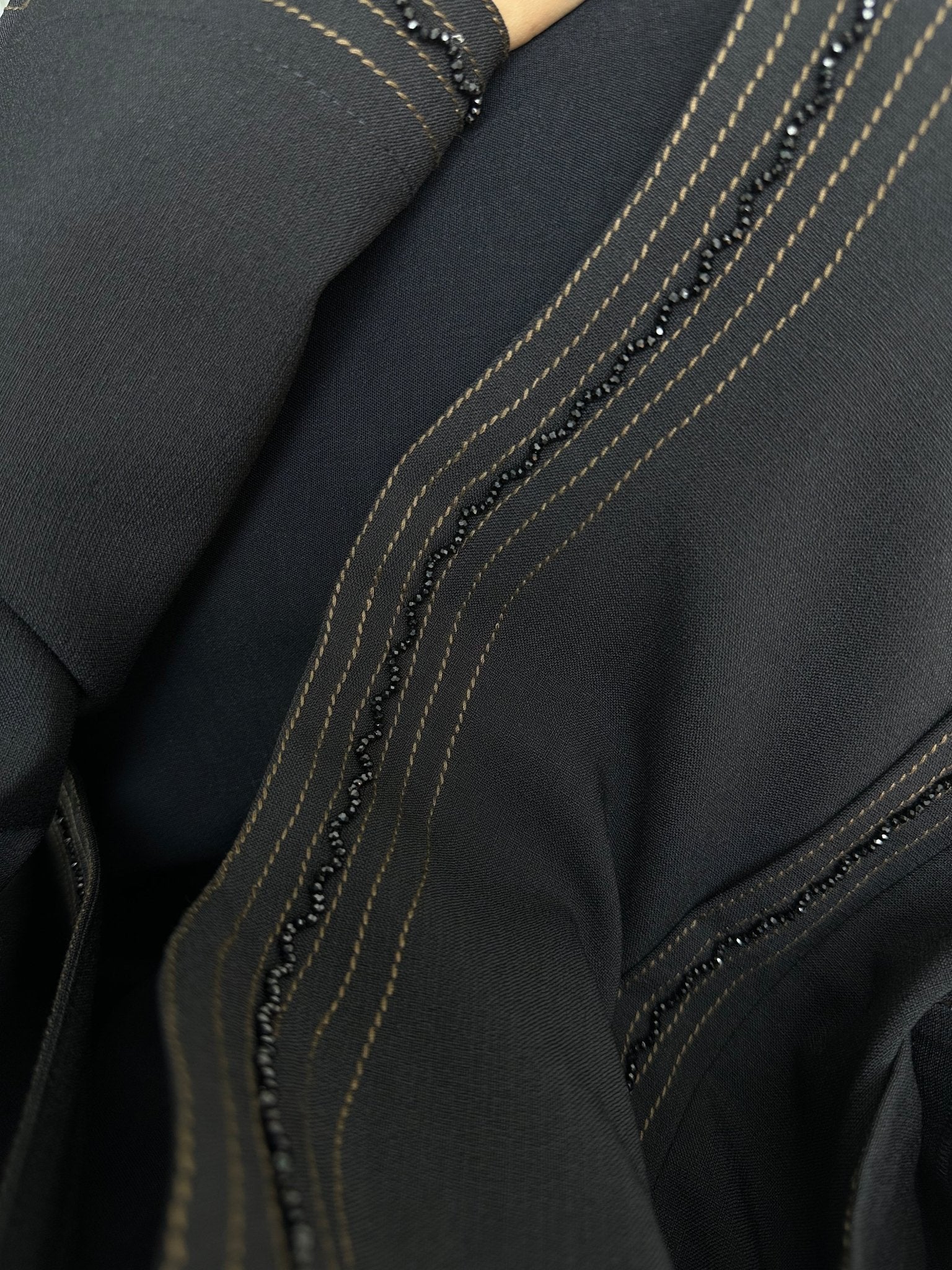 C 0128 Black Beaded Abaya - Image 5