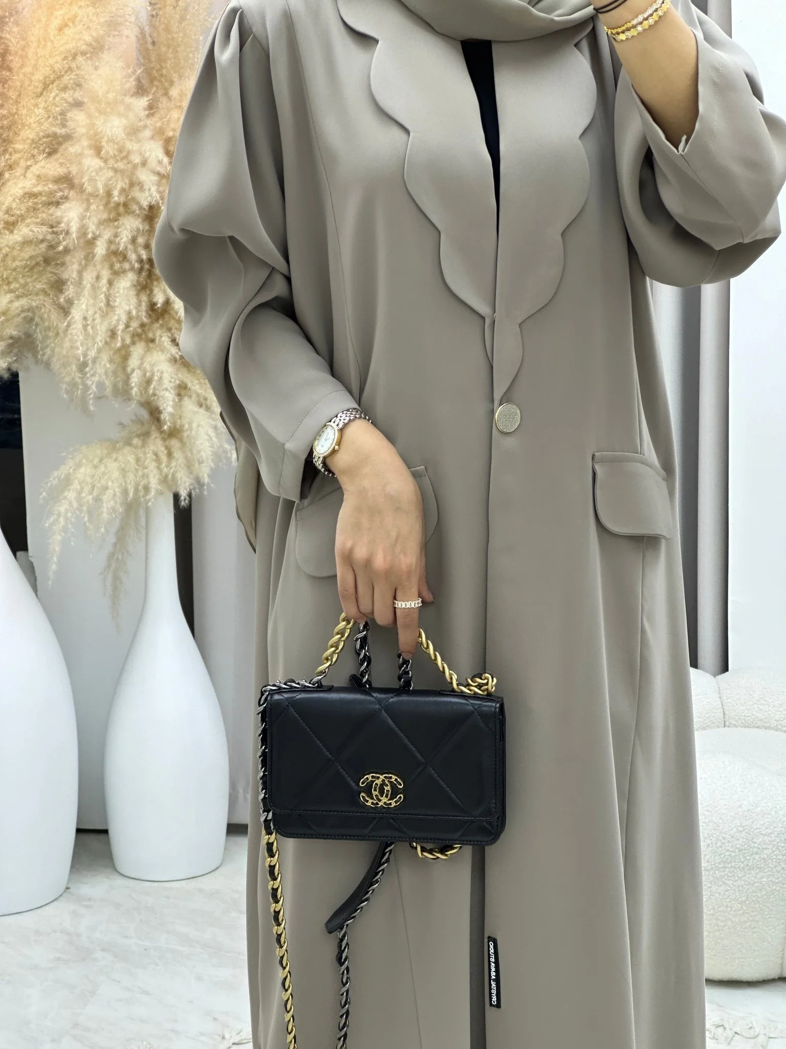 C RTW 0133-01 Army Green Coat Abaya - Image 3