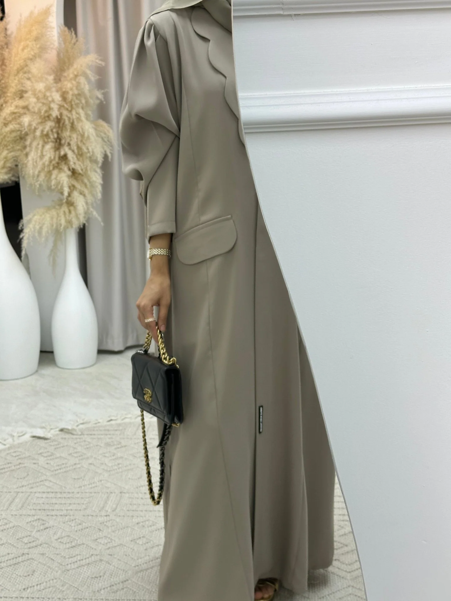 C RTW 0133-01 Army Green Coat Abaya - Image 7