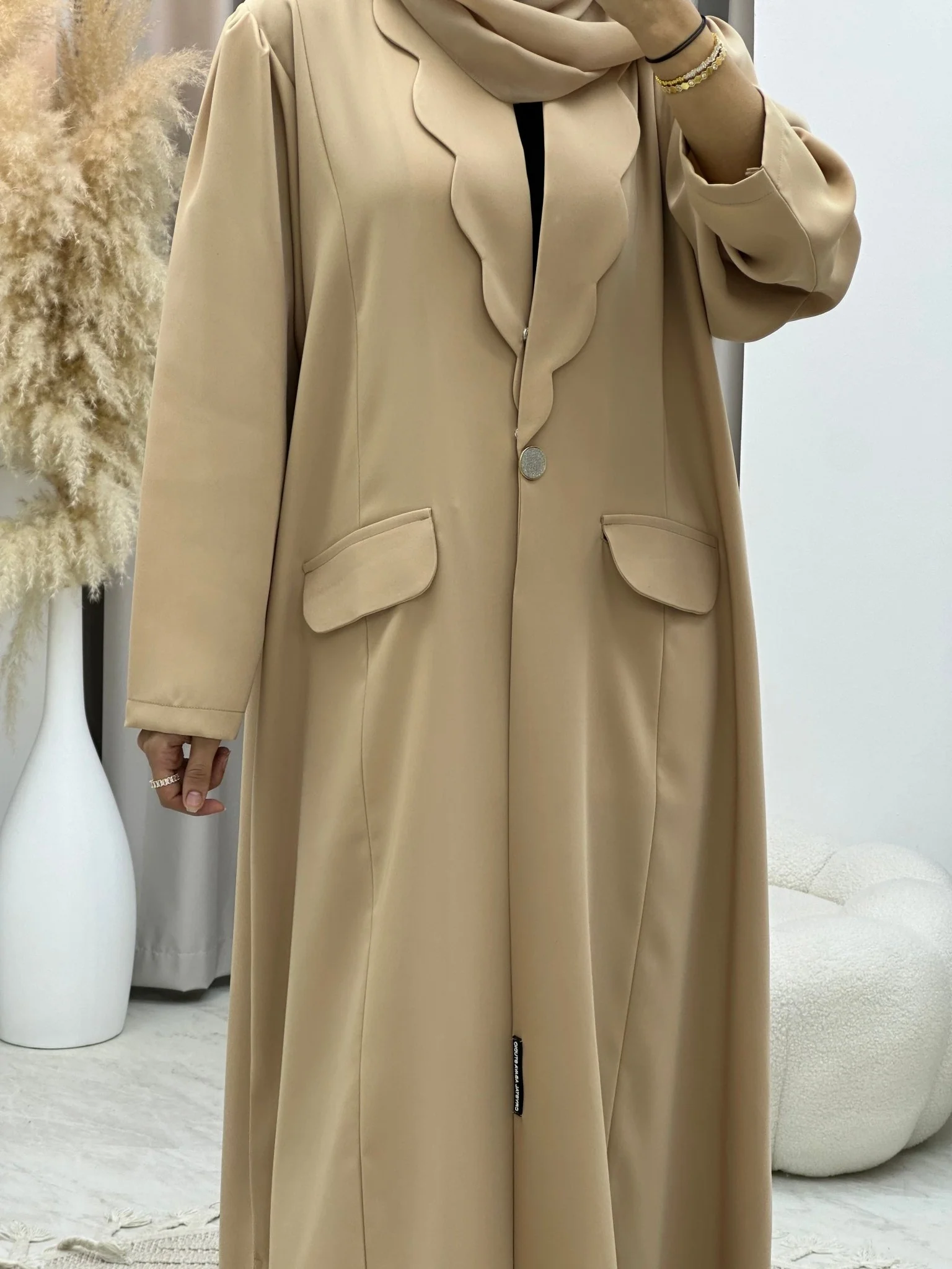 C 0133-02 Cream Coat Abaya - Image 11