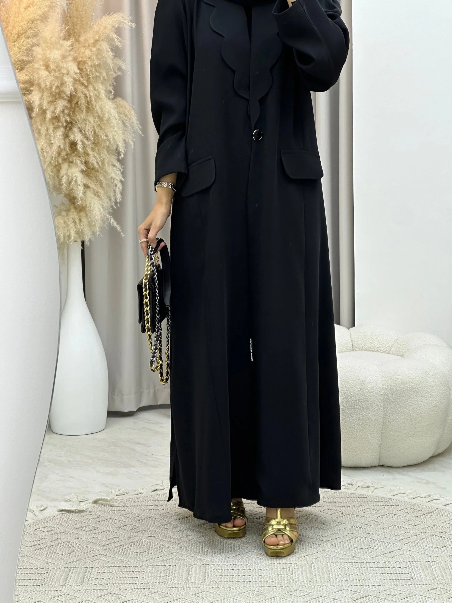 C RTW 0133-04 Black Coat Abaya - Image 2