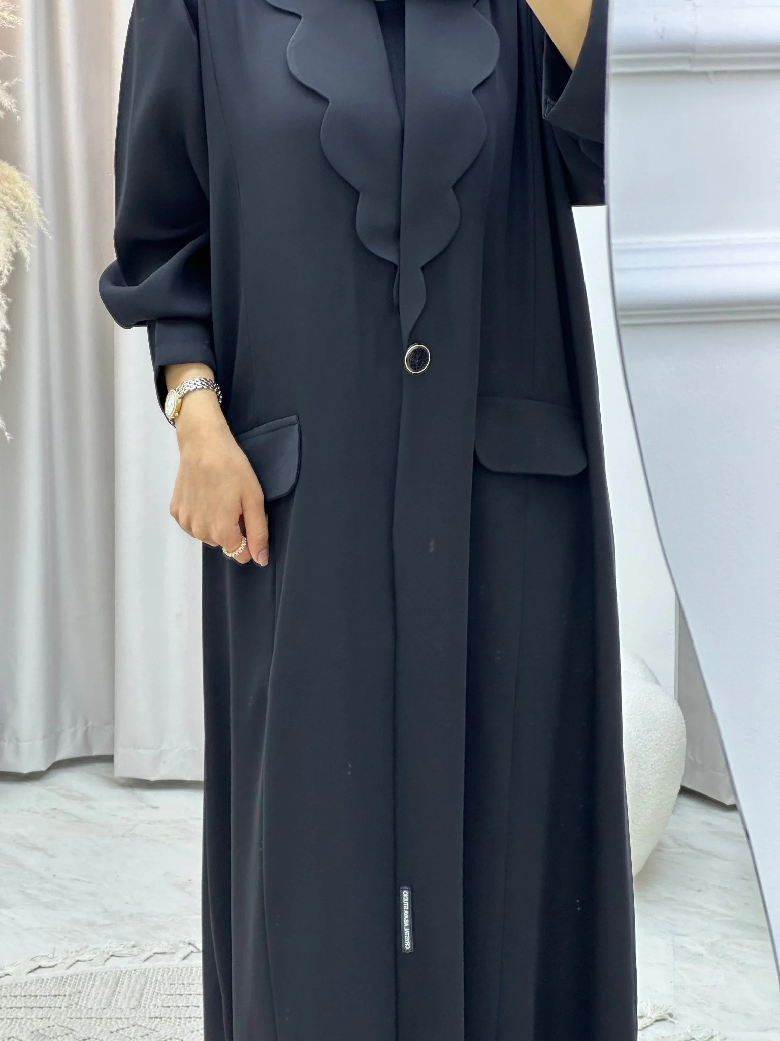 C RTW 0133-04 Black Coat Abaya - Image 3