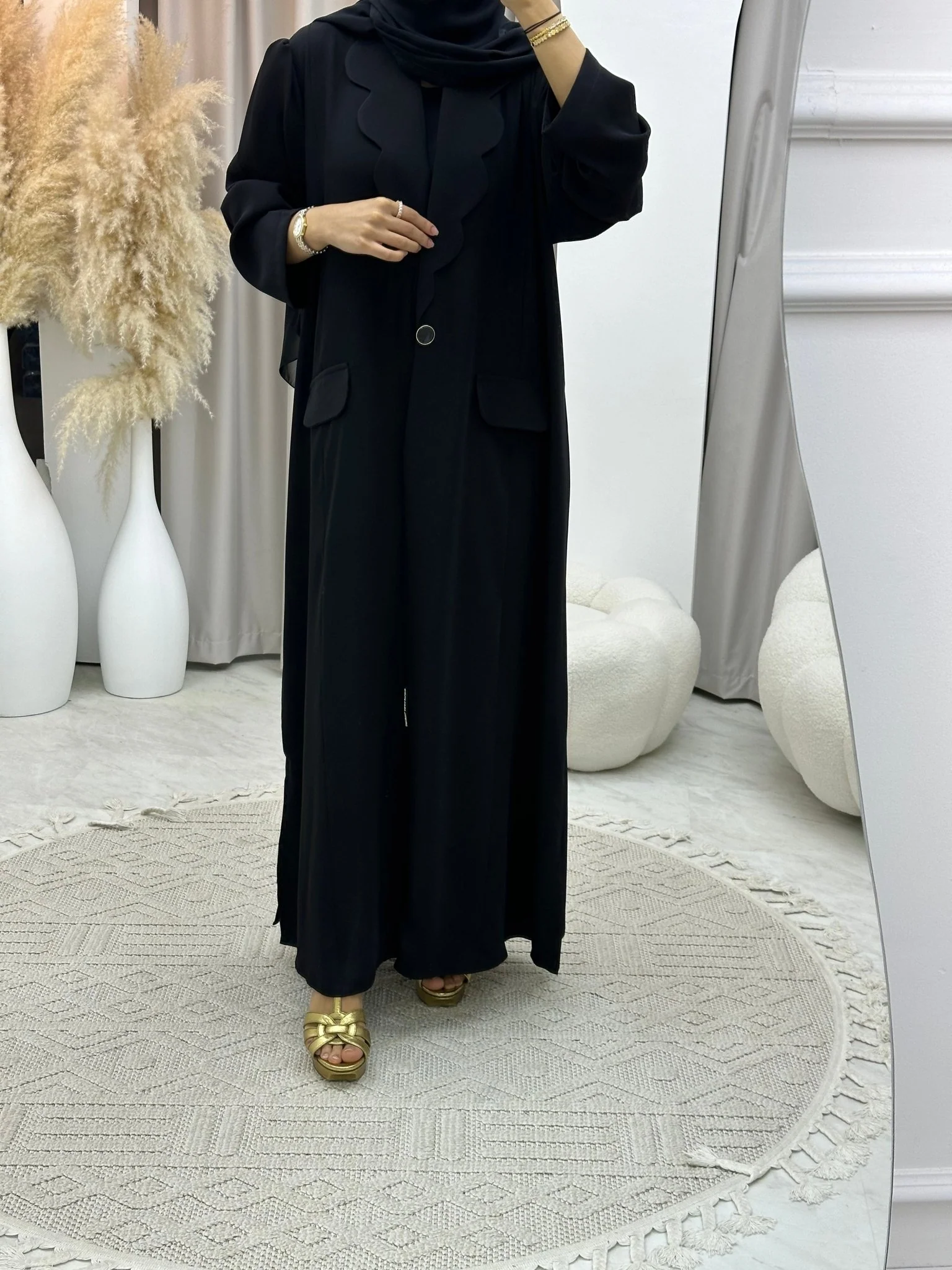 C RTW 0133-04 Black Coat Abaya - Image 4