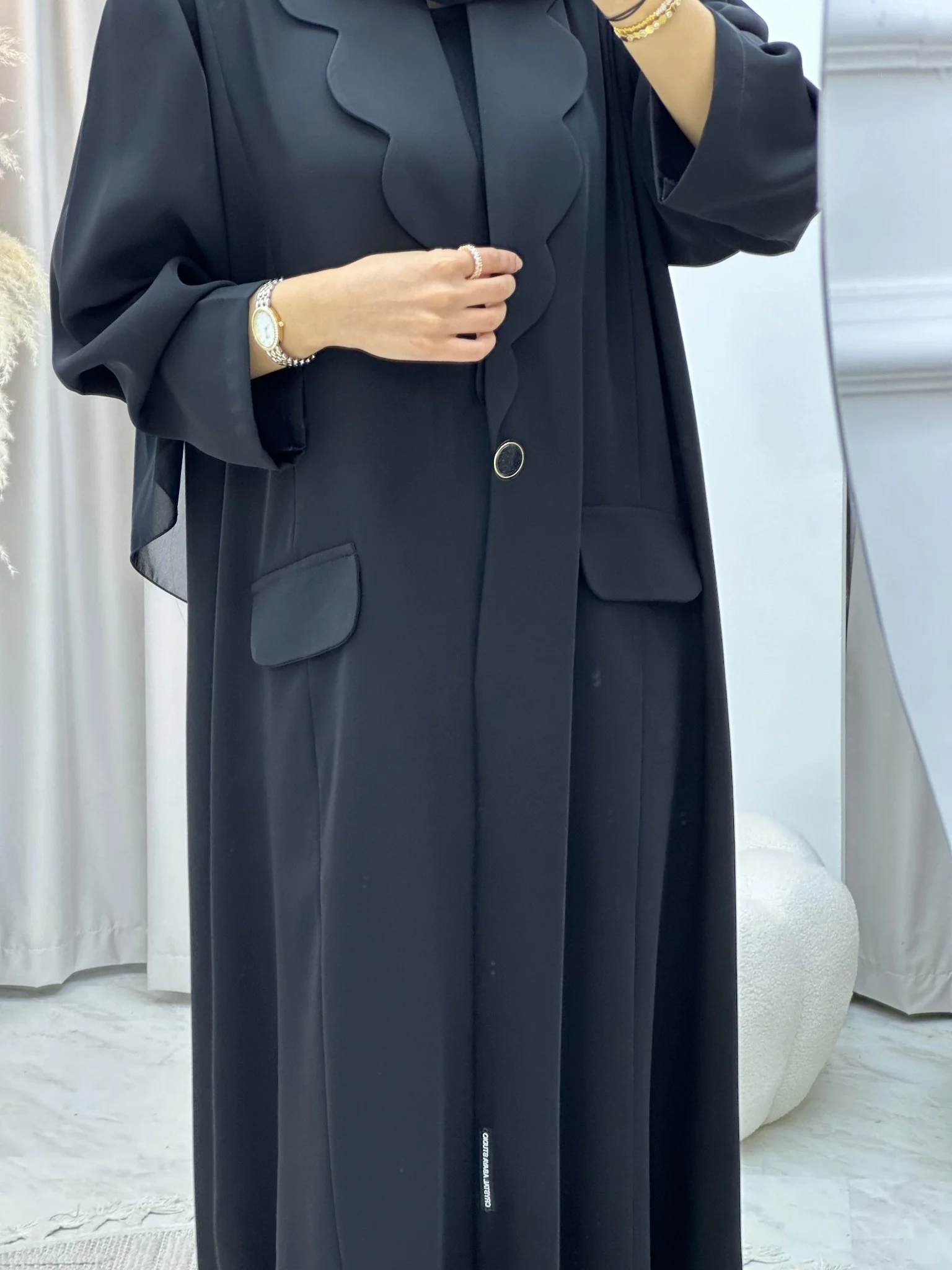 C RTW 0133-04 Black Coat Abaya - Image 6
