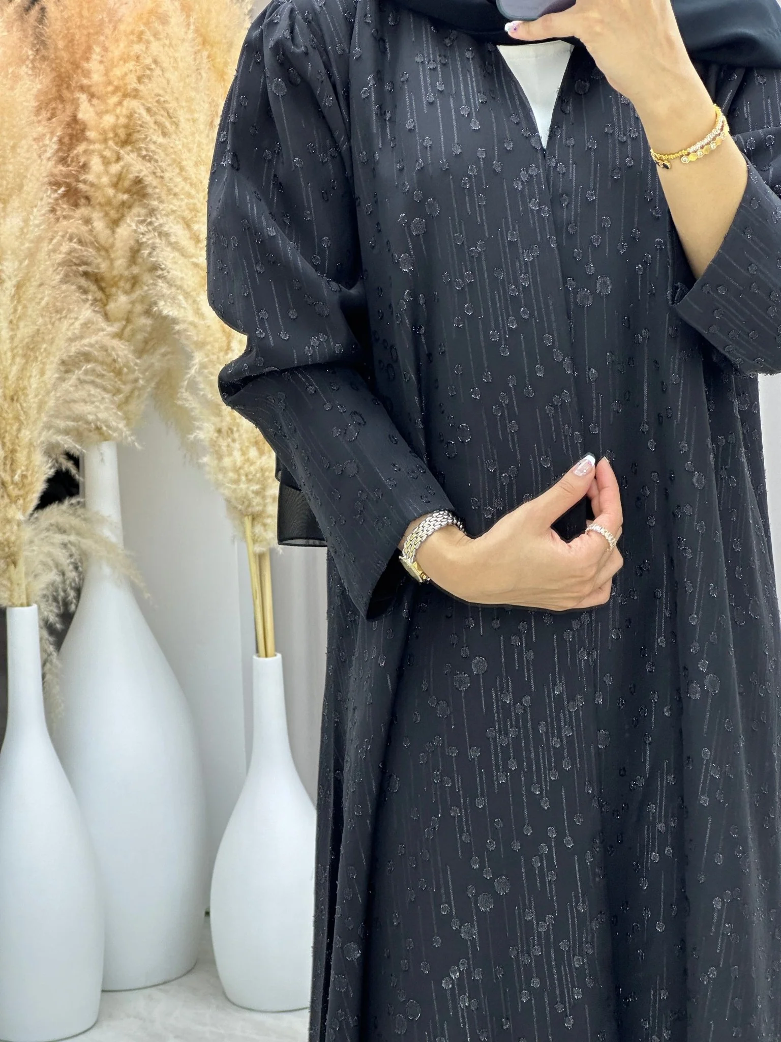 C RTW 0185 Black Dots Abaya - Image 4