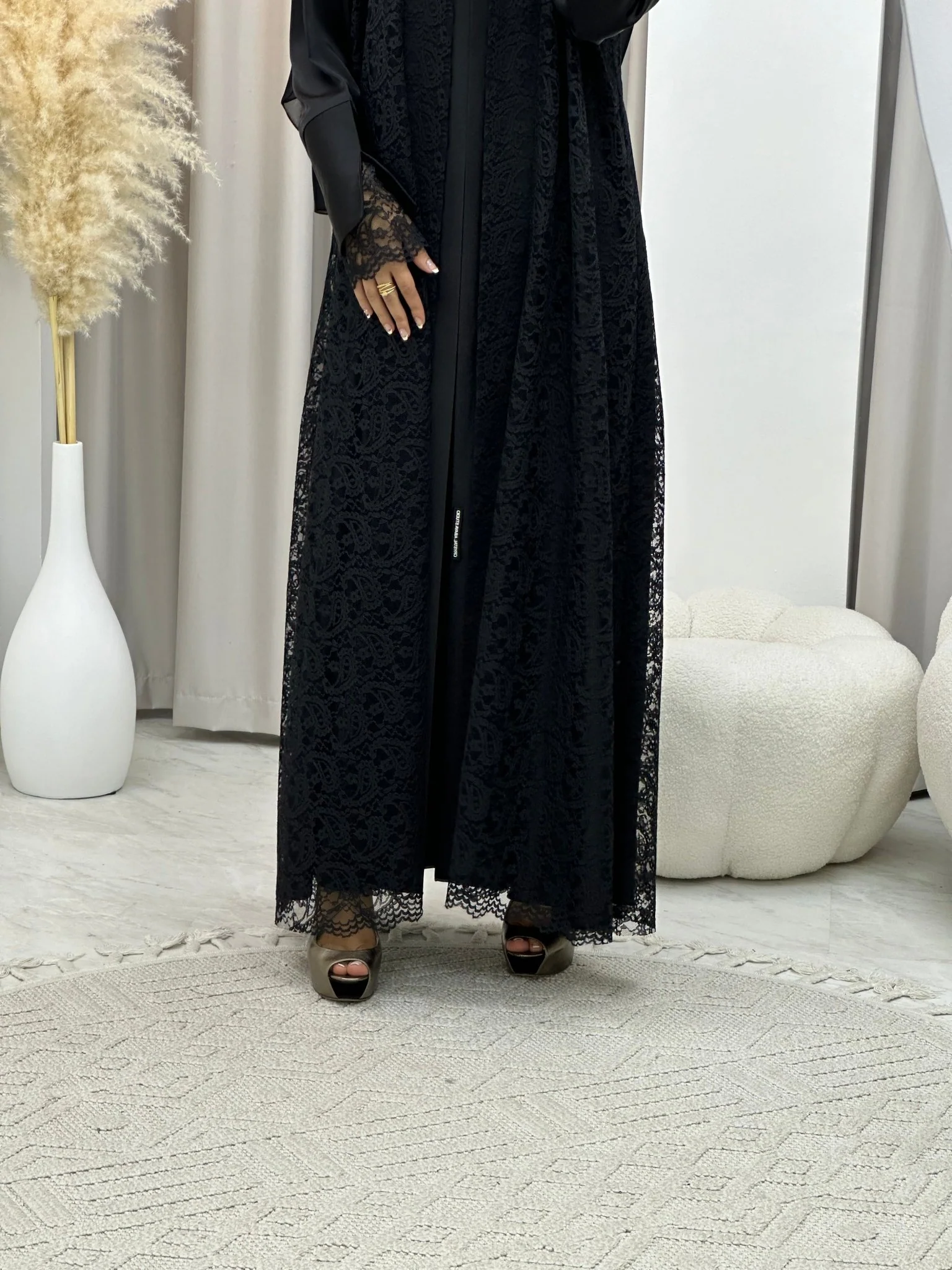 C RTW 0192 Dantel Black Abaya - Image 6