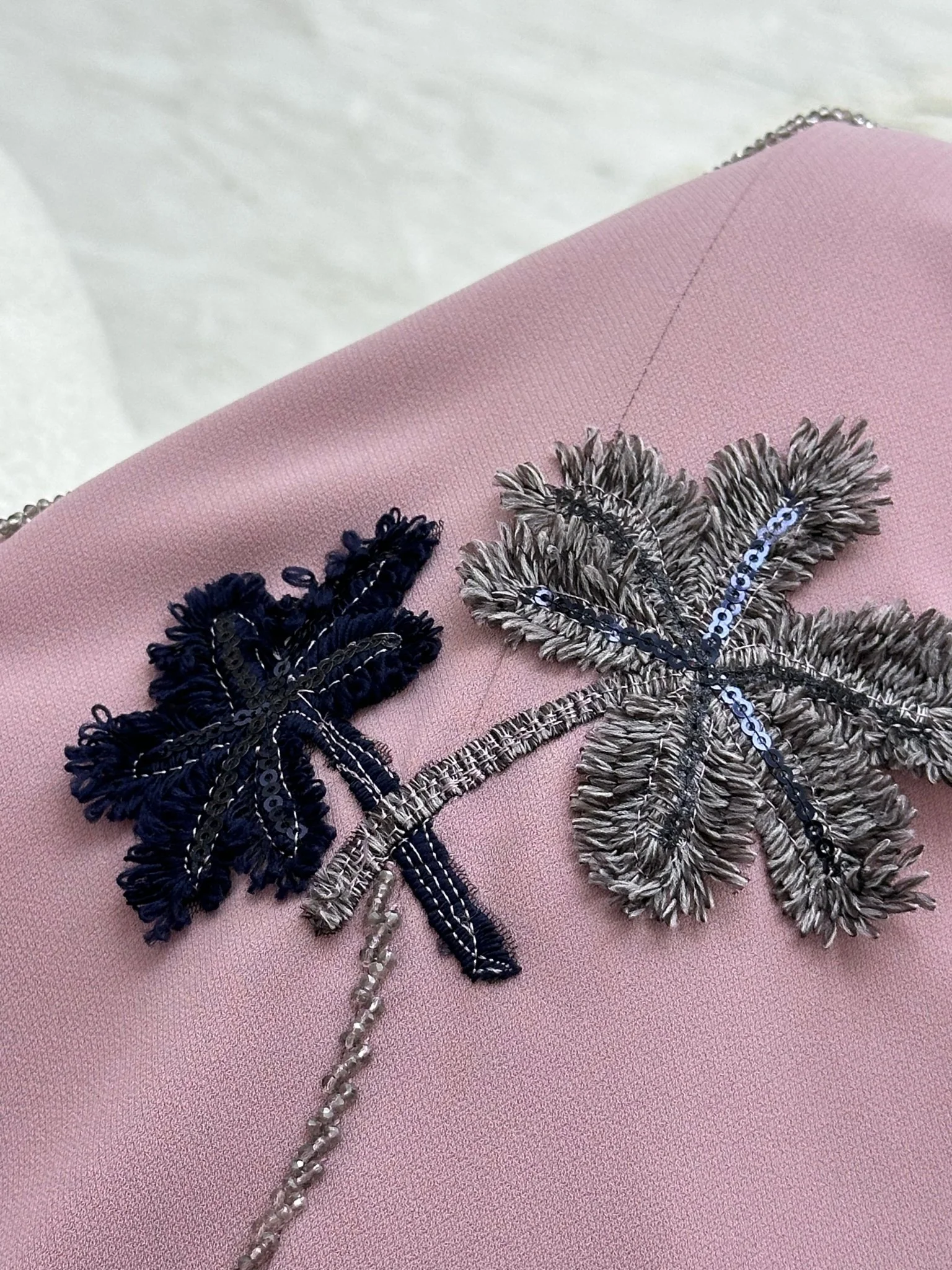 C 0205 Pink Beaded Abaya - Image 4