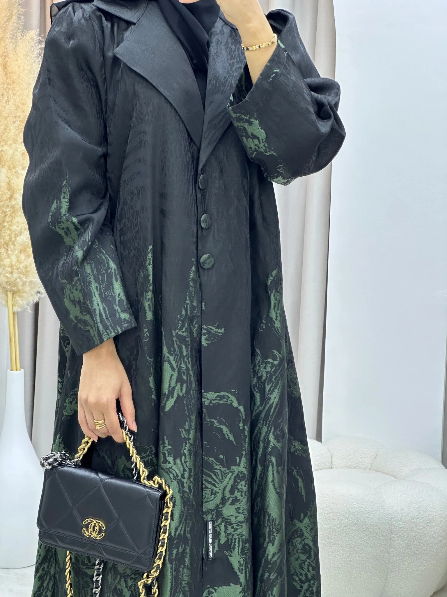 C 0218-02 Light Green Kloosh Abaya - Image 2