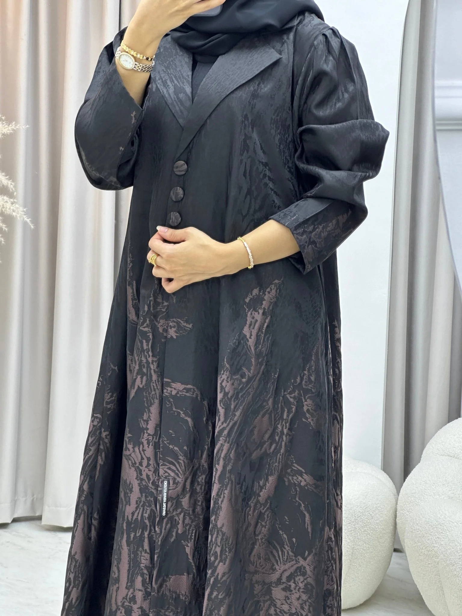 C RTW 0218-02 Rose Gold Kloosh Abaya - Image 4