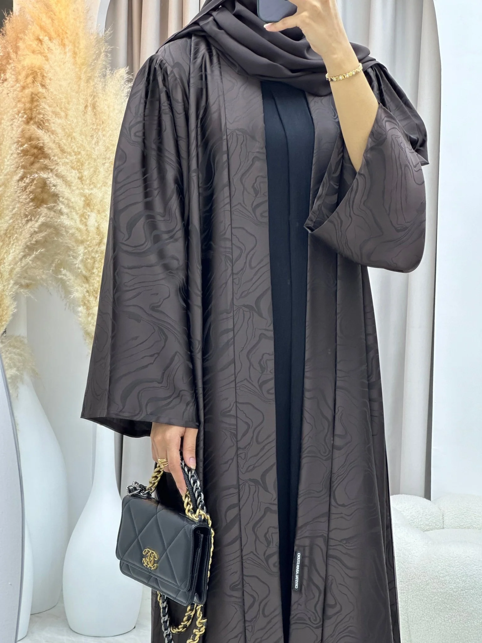 C RTW 0219-02 Brown Curves Abaya - Image 2