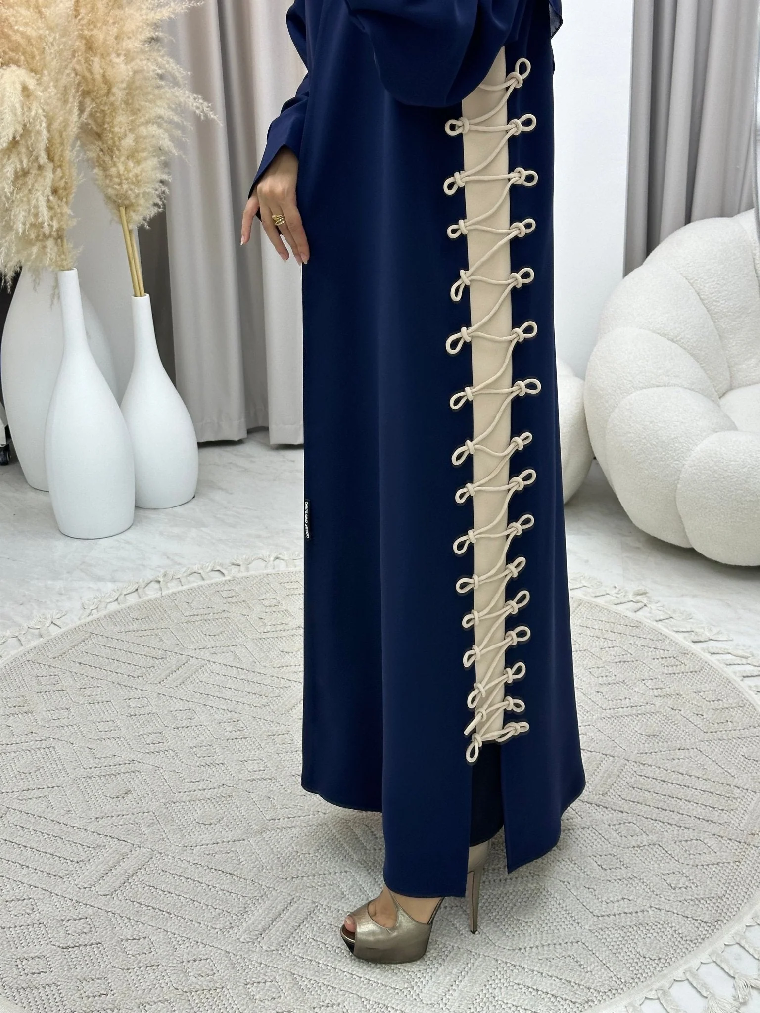 C RTW 0236 Blue Beige Abaya - Image 3