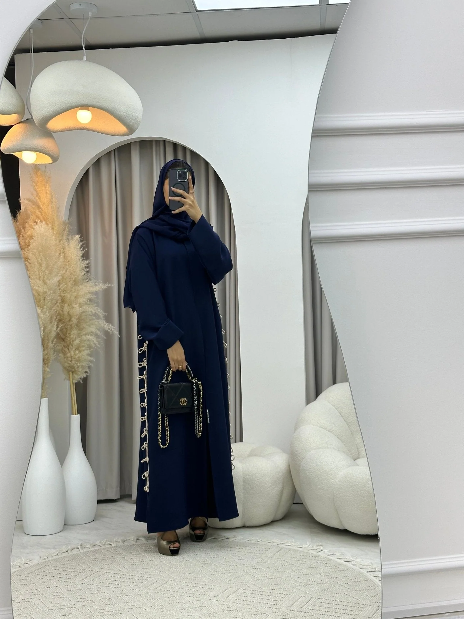 C RTW 0236 Blue Beige Abaya - Image 4