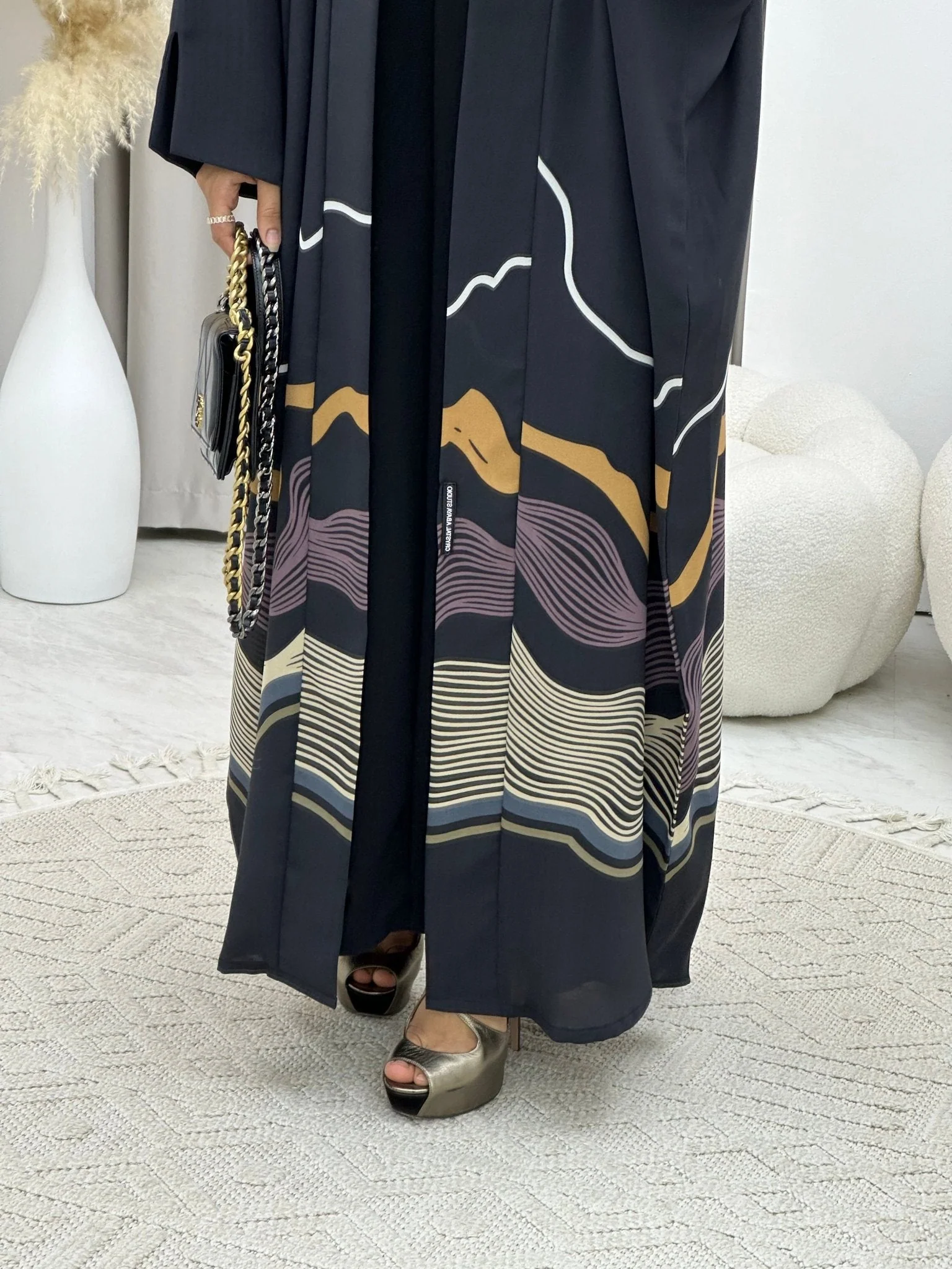 C RTW 0248-02 Dark Grey Wavy Abaya - Image 6