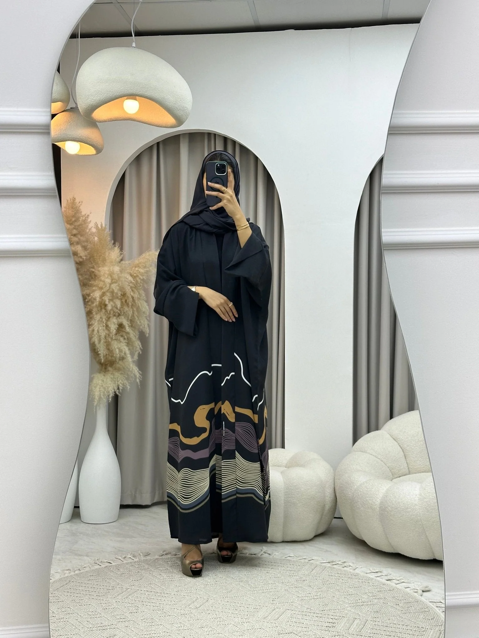C RTW 0248-02 Dark Grey Wavy Abaya - Image 7