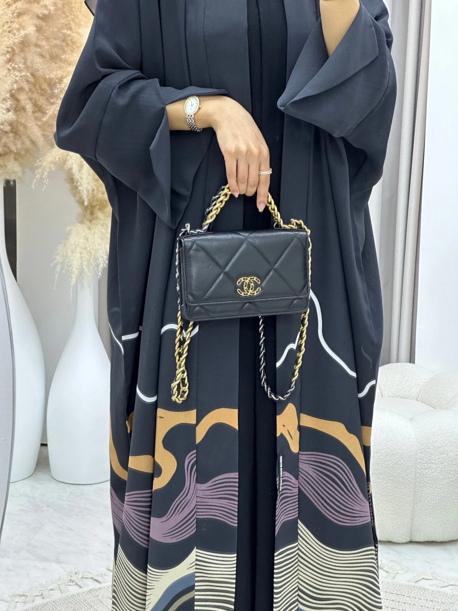 C RTW 0248-02 Dark Grey Wavy Abaya - Image 8