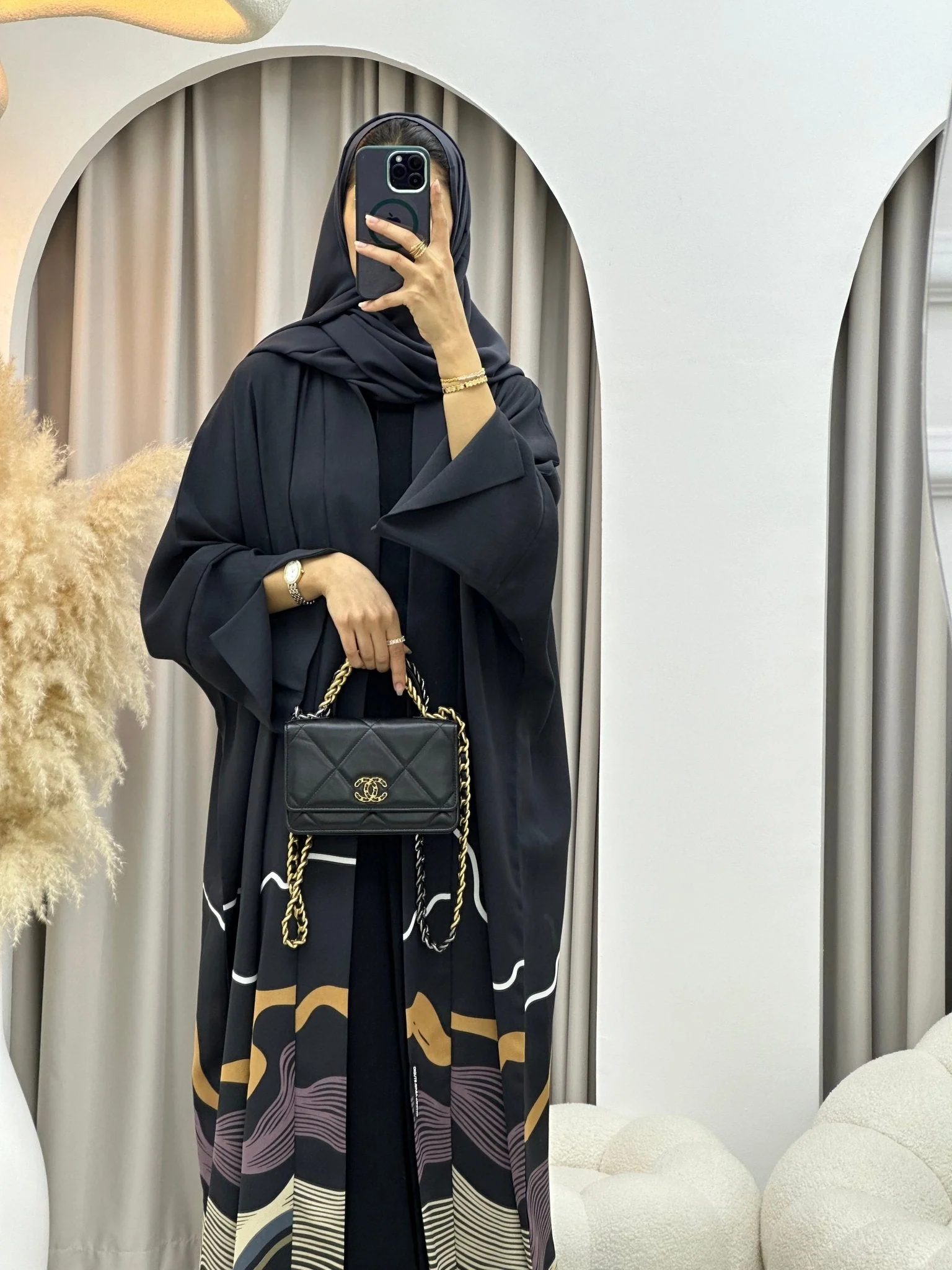 C RTW 0248-02 Dark Grey Wavy Abaya - Image 9