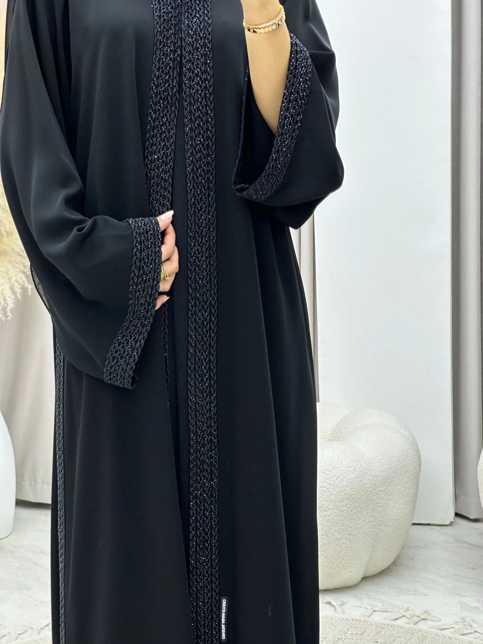C 0261 Black Lace Abaya - Image 3