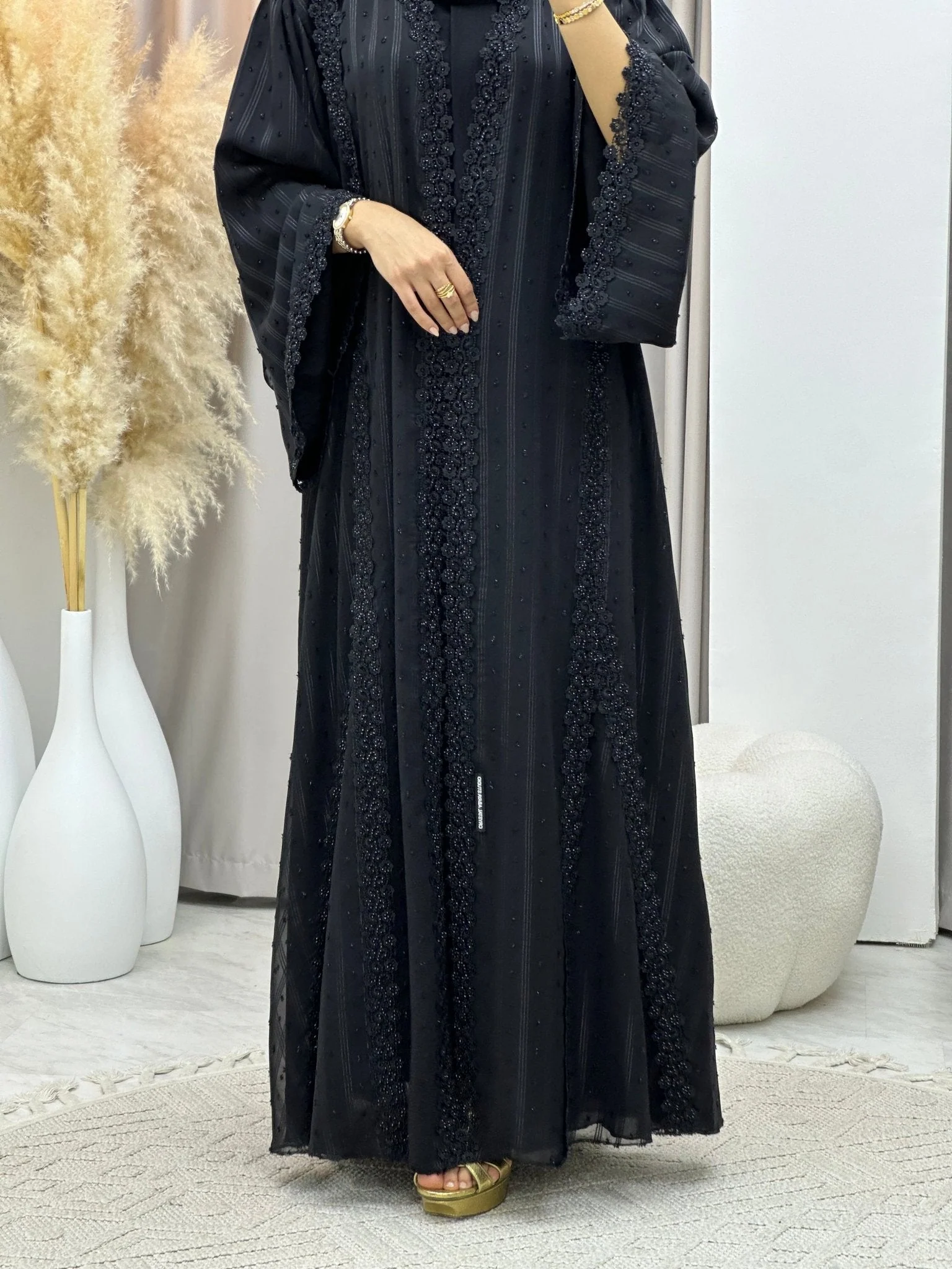 C RTW 0262 Black Lace Abaya - Image 9