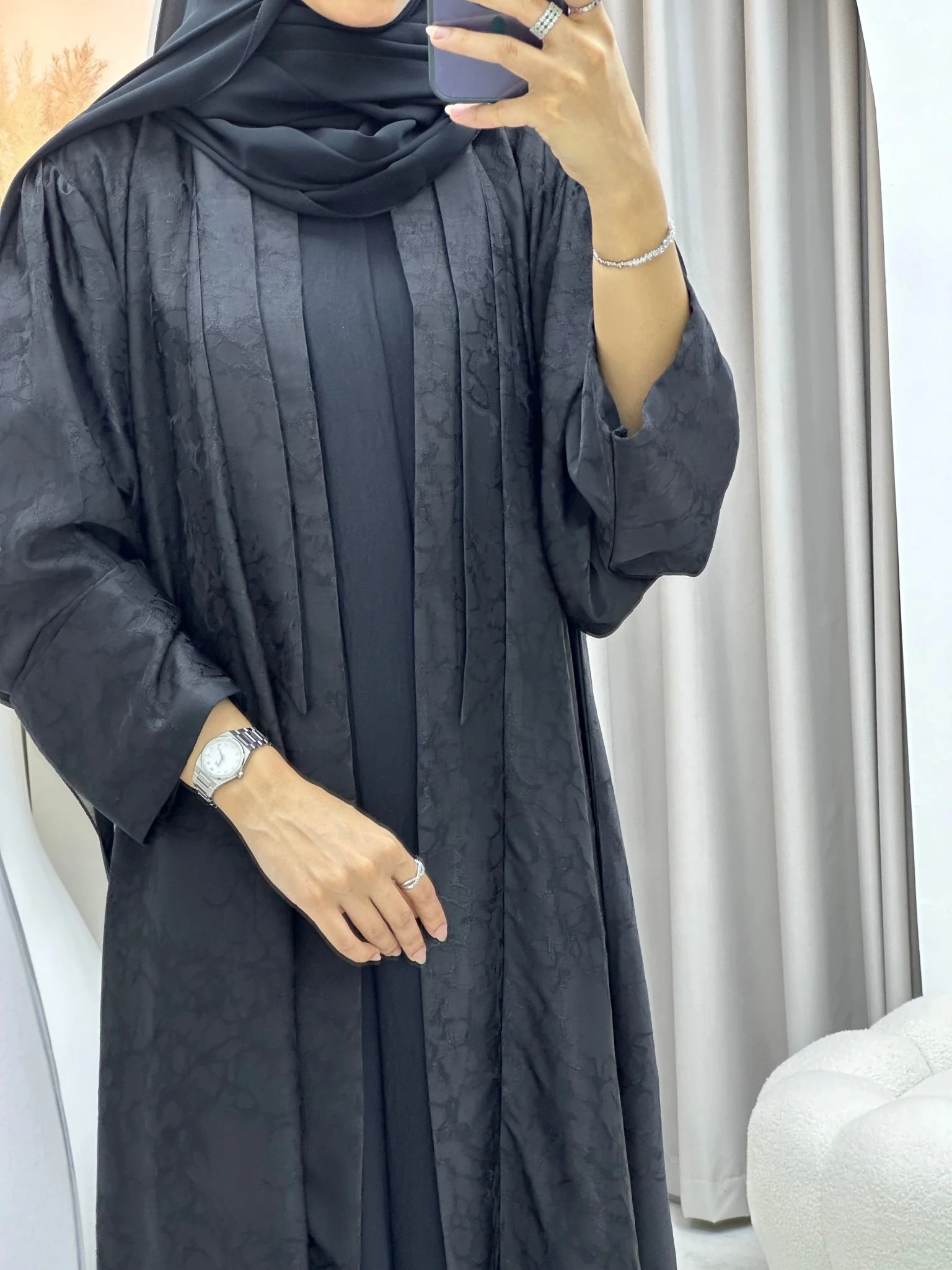 C 0275-01 Black Ragged Abaya - Image 2