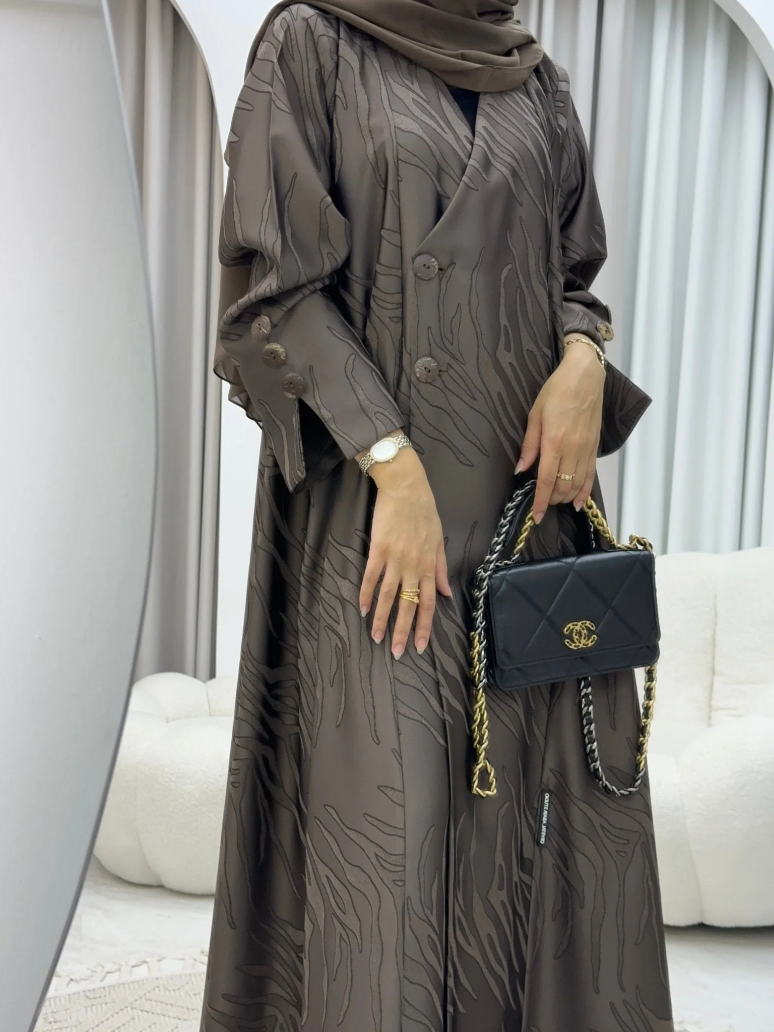 C RTW 0290-02 Brown Ragged Abaya - Image 3