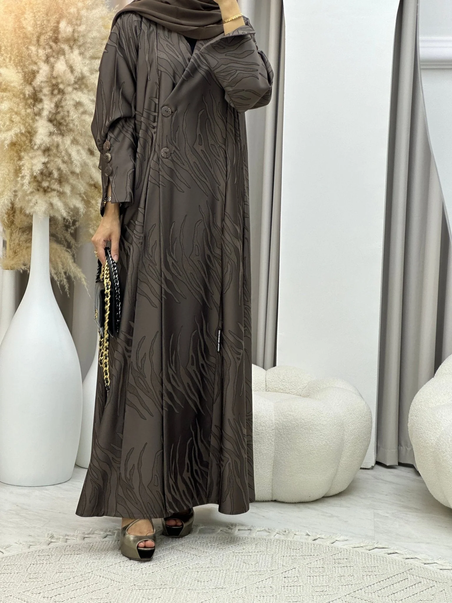 C RTW 0290-02 Brown Ragged Abaya - Image 8