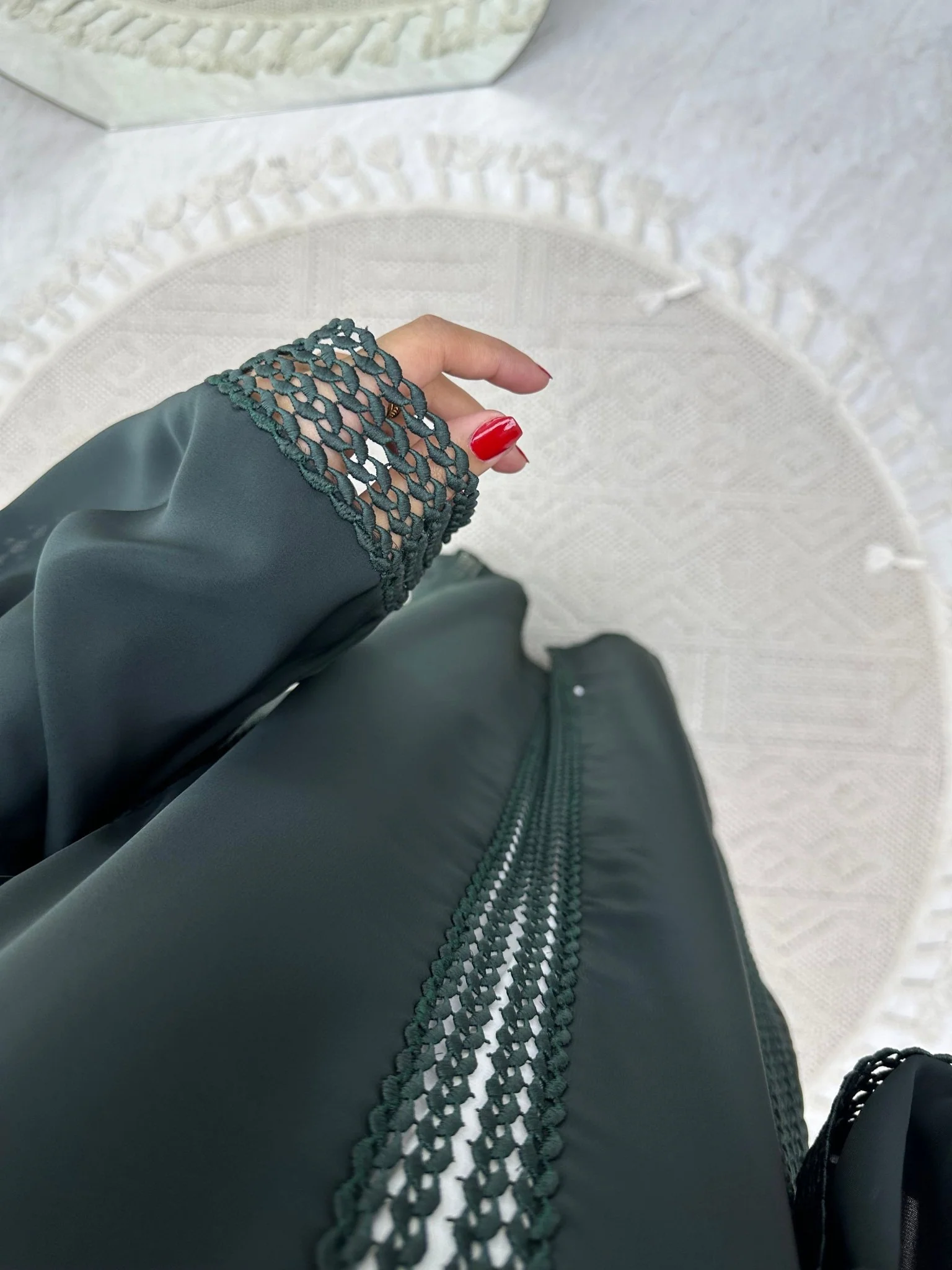 C RTW 0328-02 Green Lace Abaya - Image 5