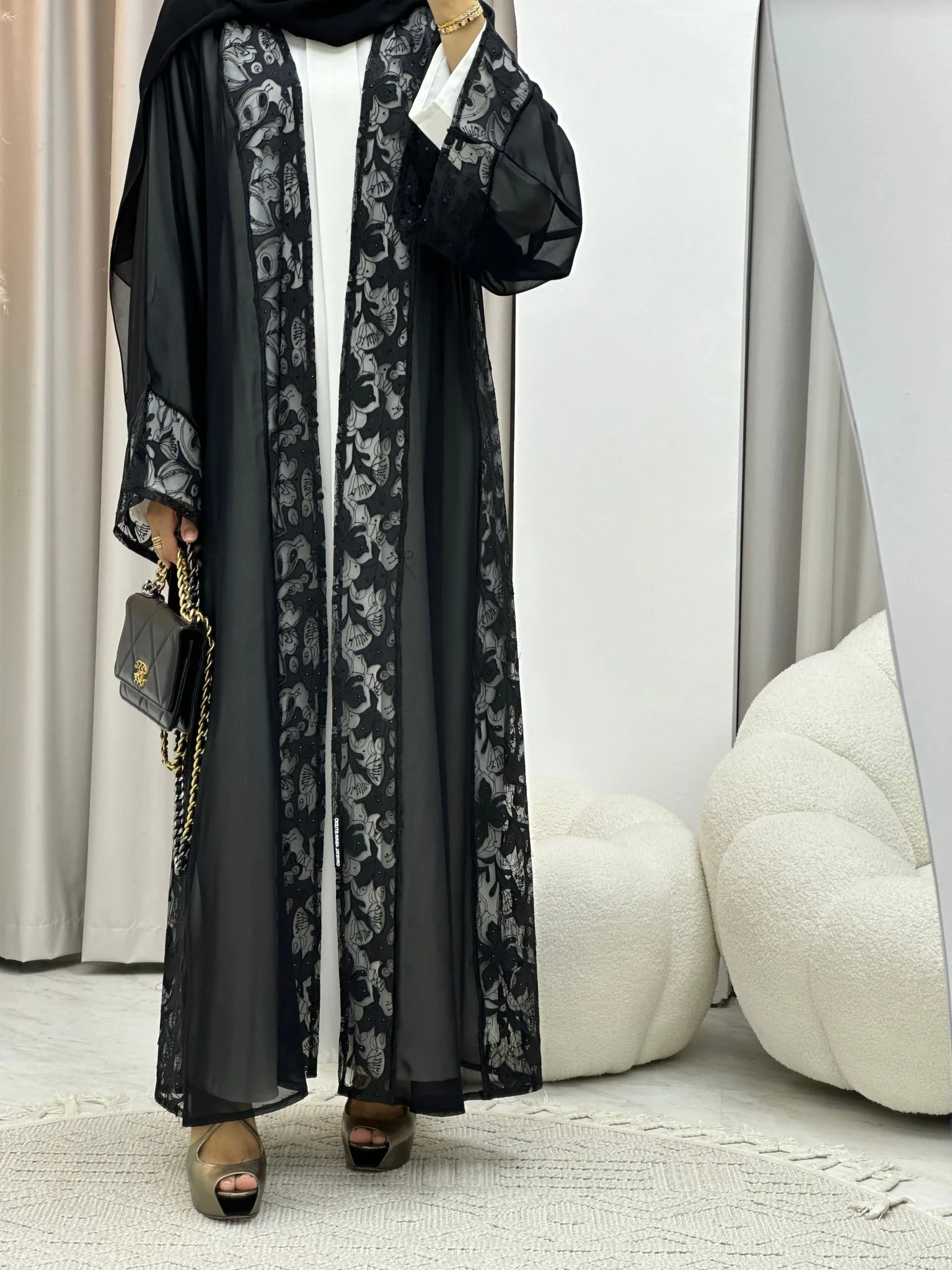 C 0334 Black Abaya - Image 3