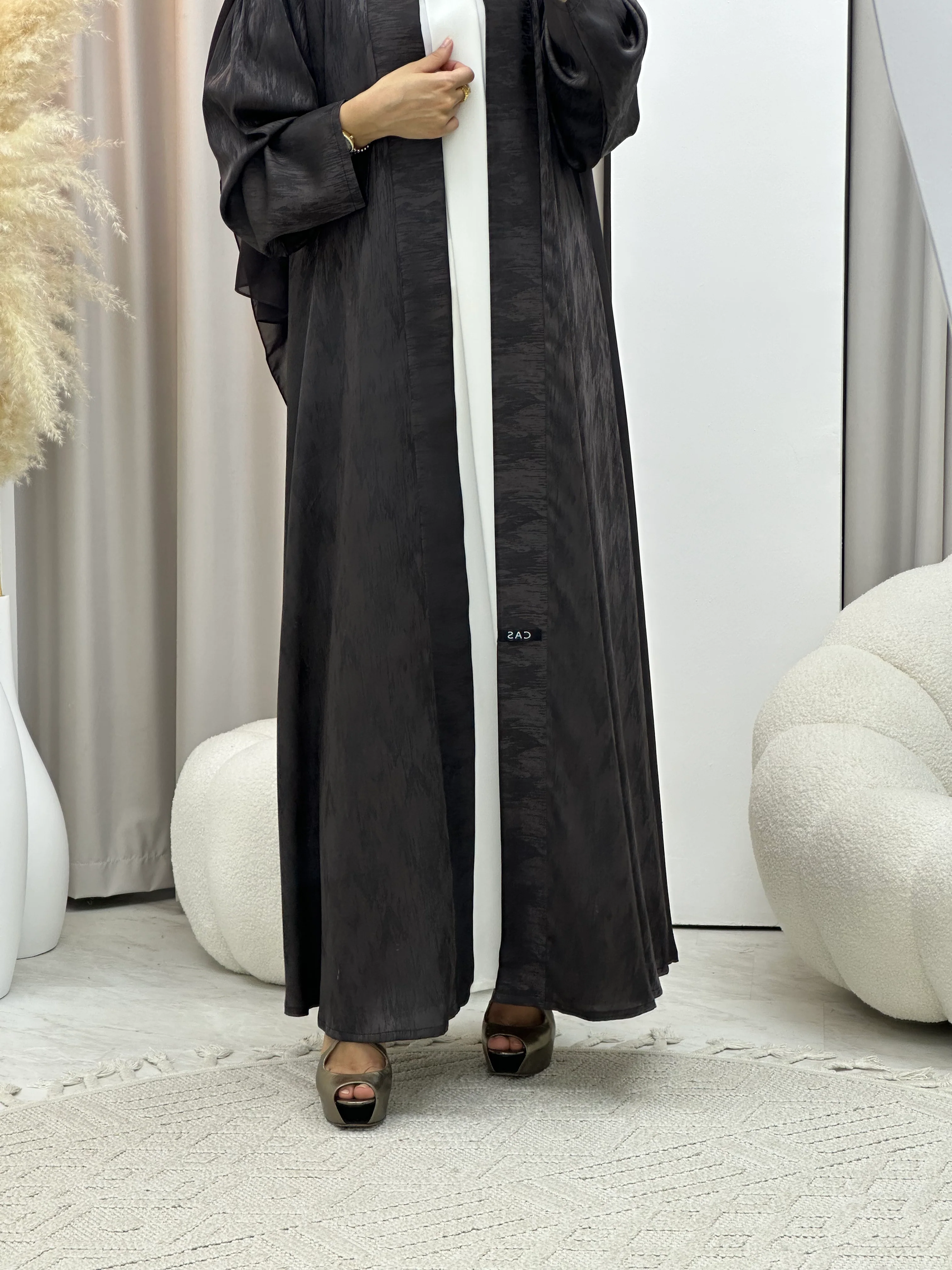 C 0409-02 Brown Printed Abaya - Image 5