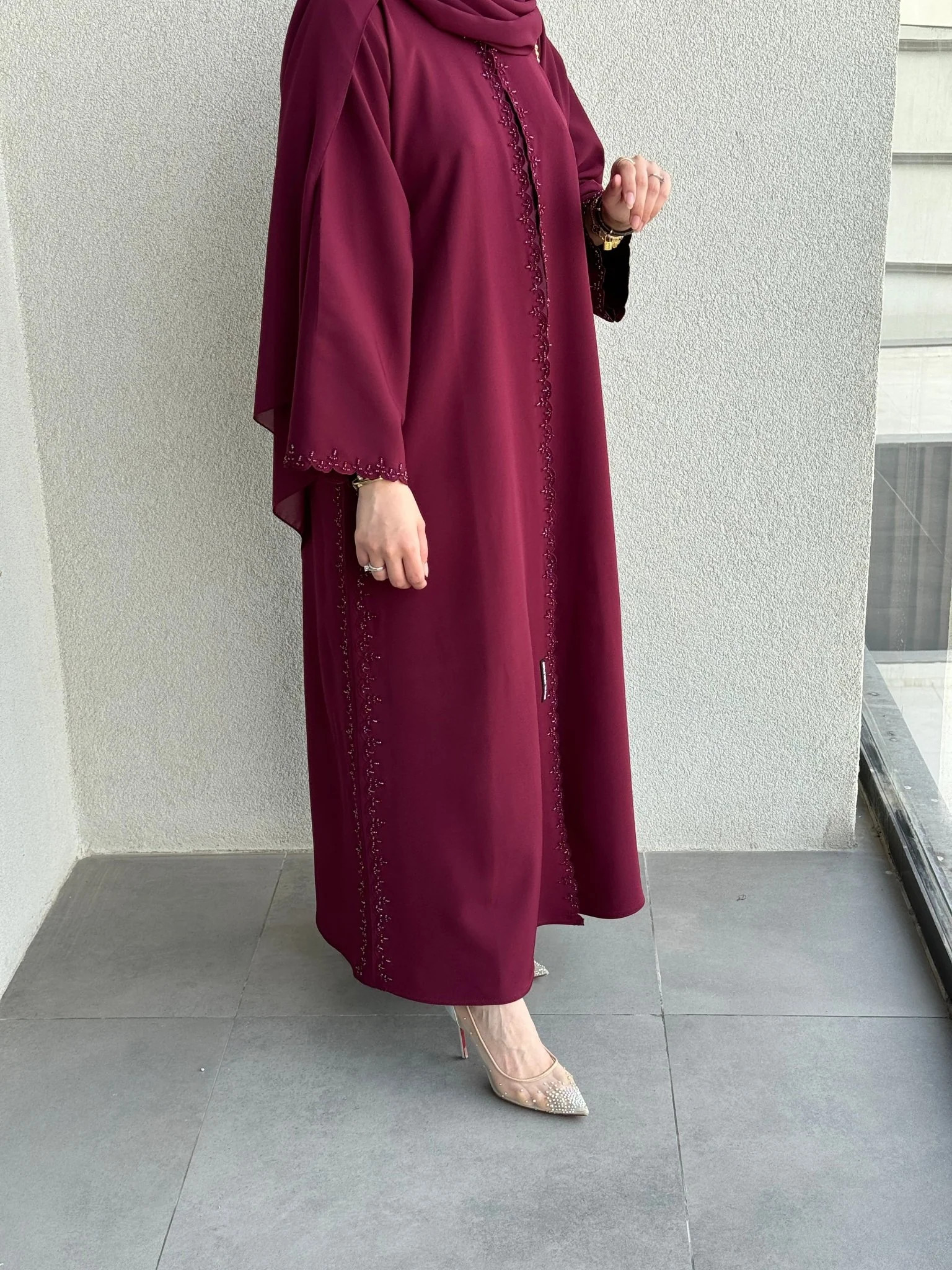 C RTW 0419 Maroon Abaya - Image 7