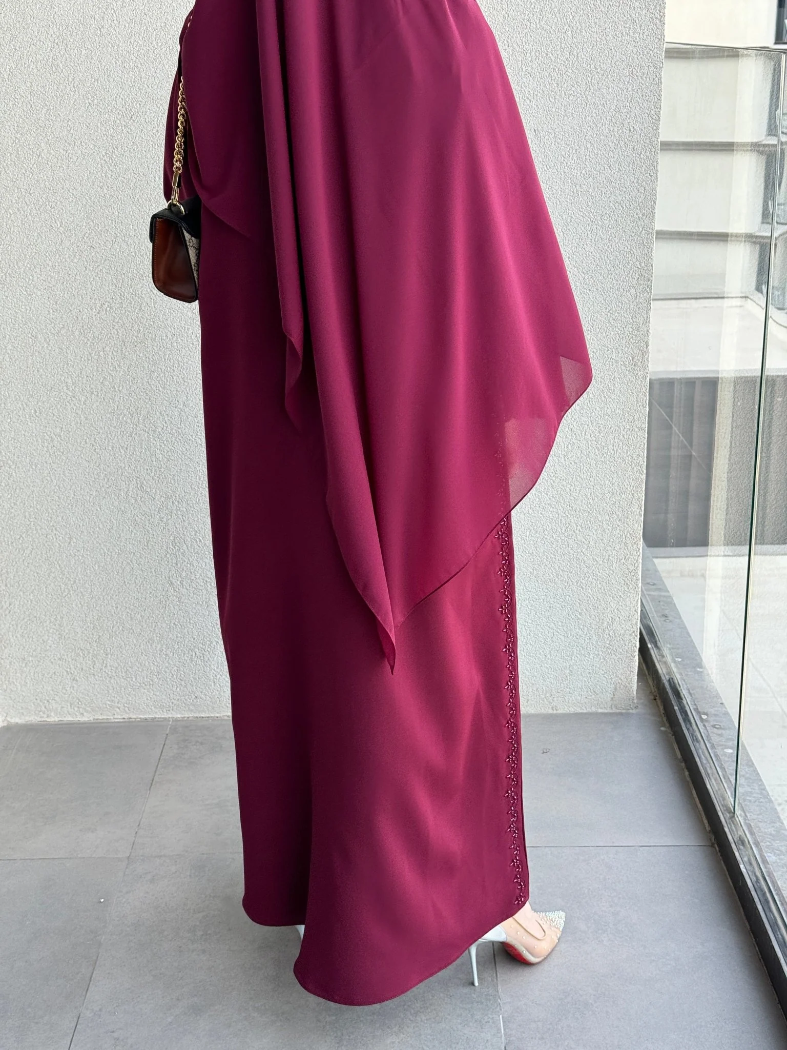 C RTW 0419 Maroon Abaya - Image 8