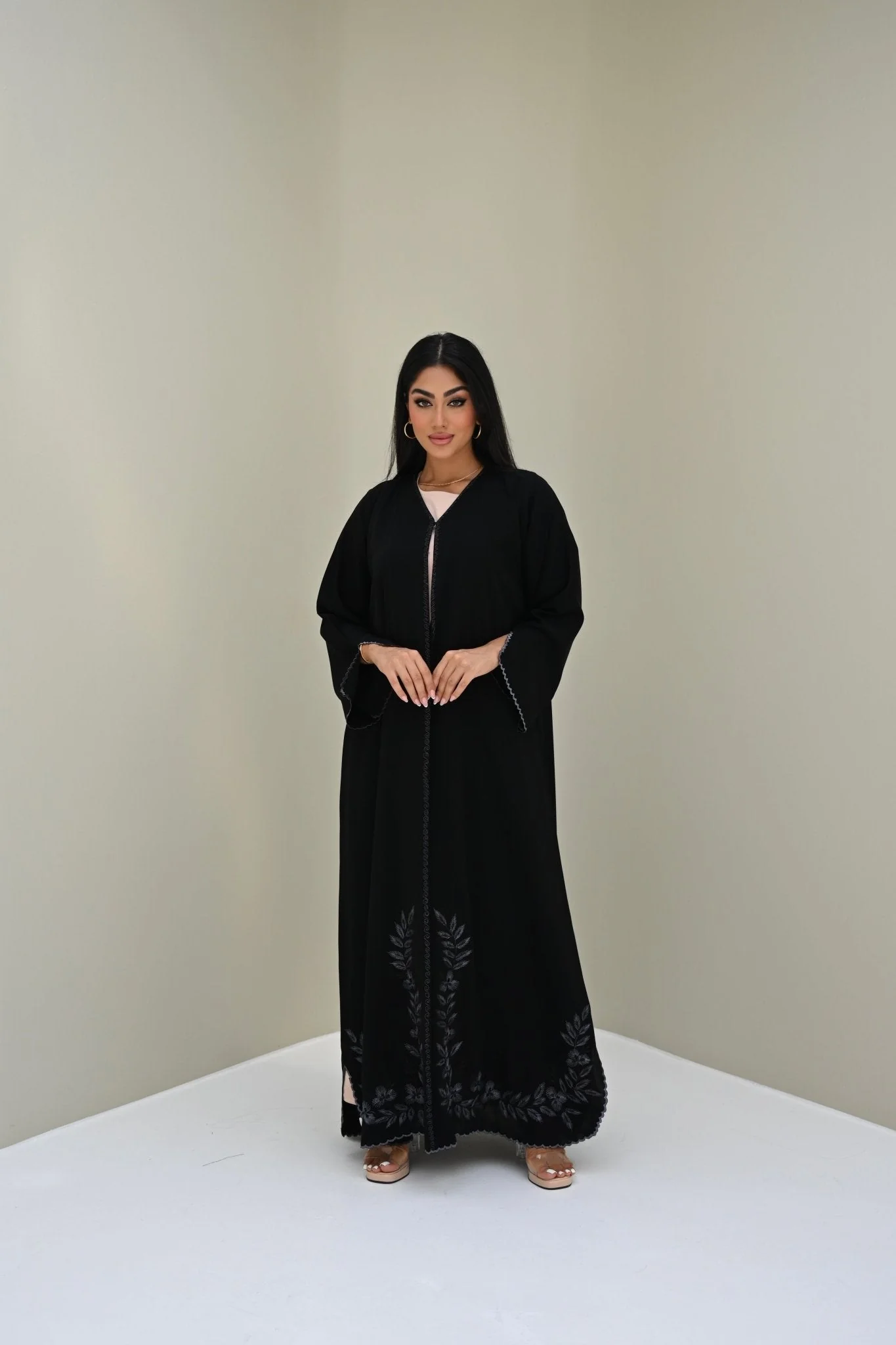 C RTW 0511 Black Embroidered Work Abaya - Image 4