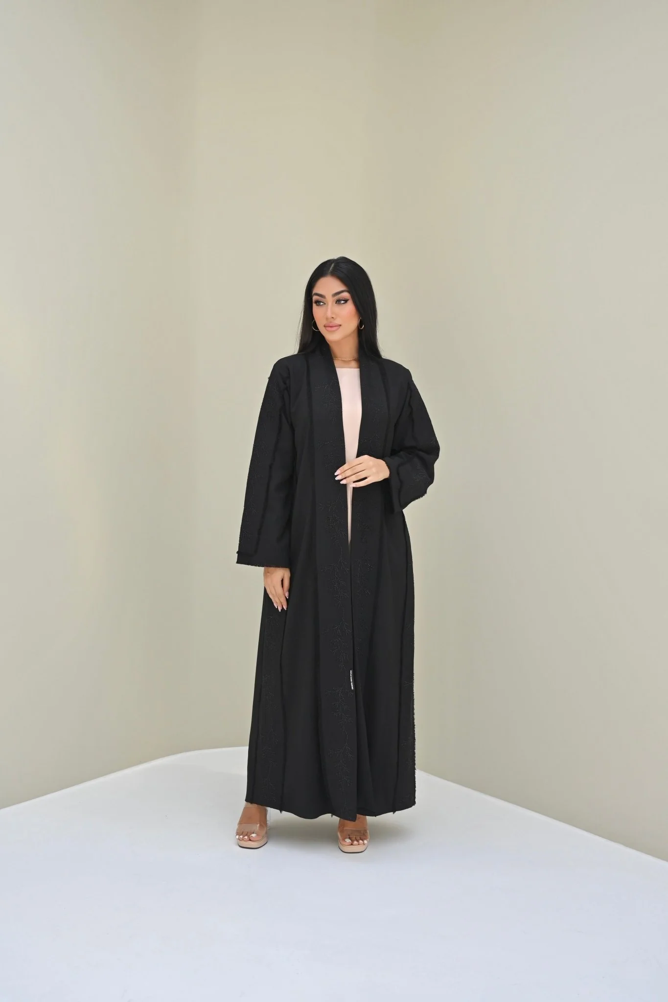 C RTW 0513 Black Embroidered Work Abaya - Image 2