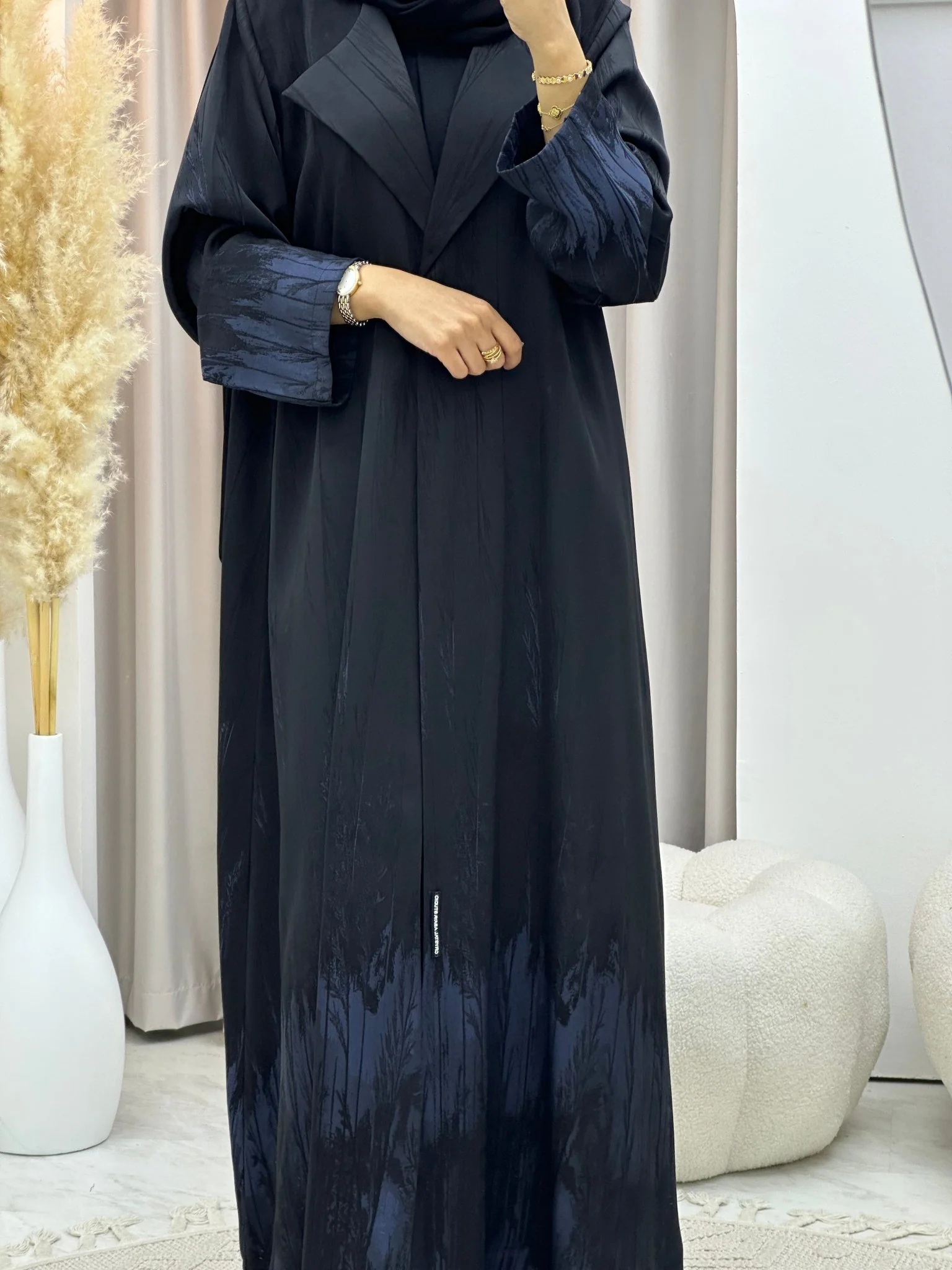 C RTW 0590-01 Blue Black Coat Abaya - Image 2