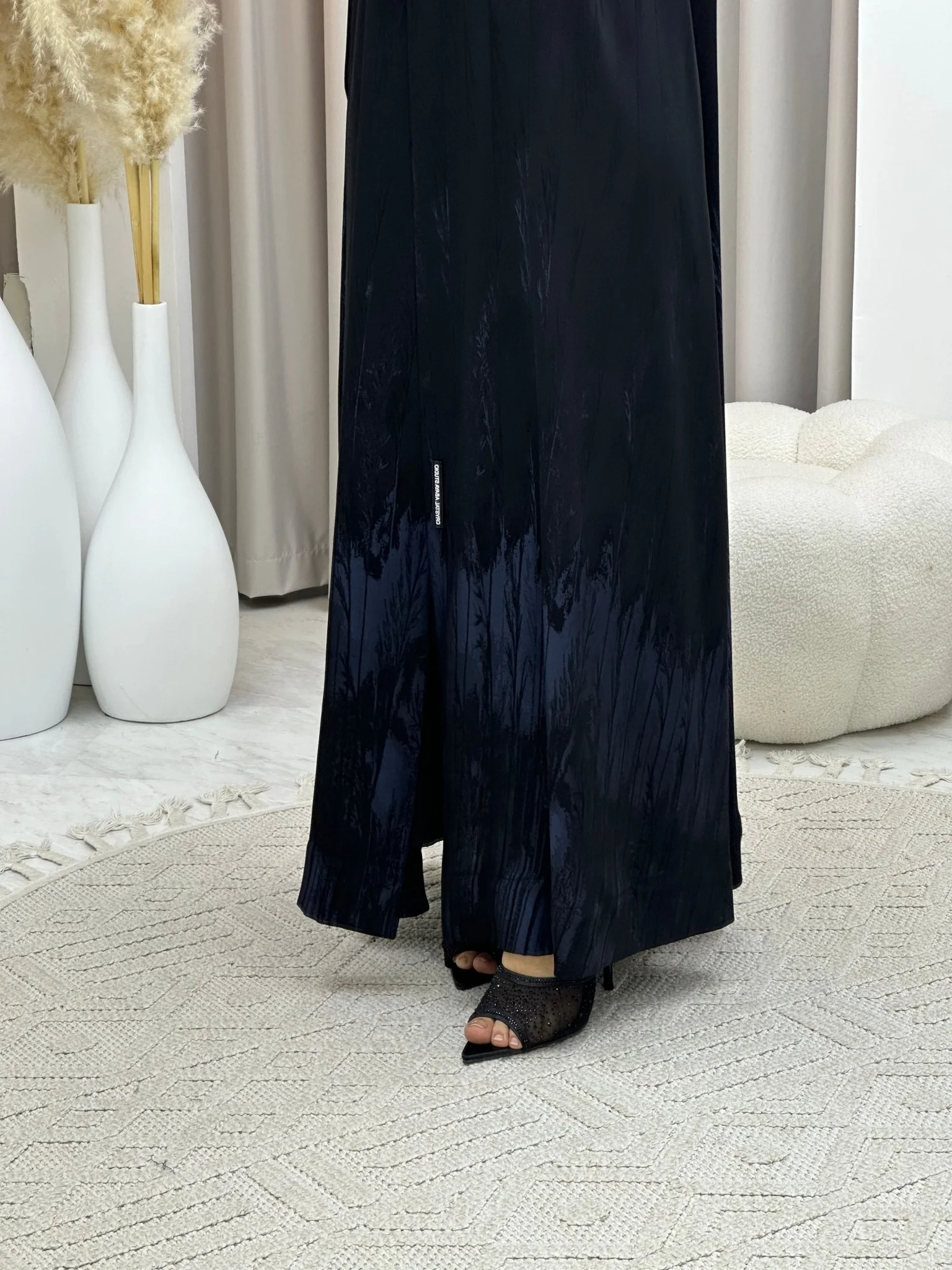 C RTW 0590-01 Blue Black Coat Abaya - Image 6