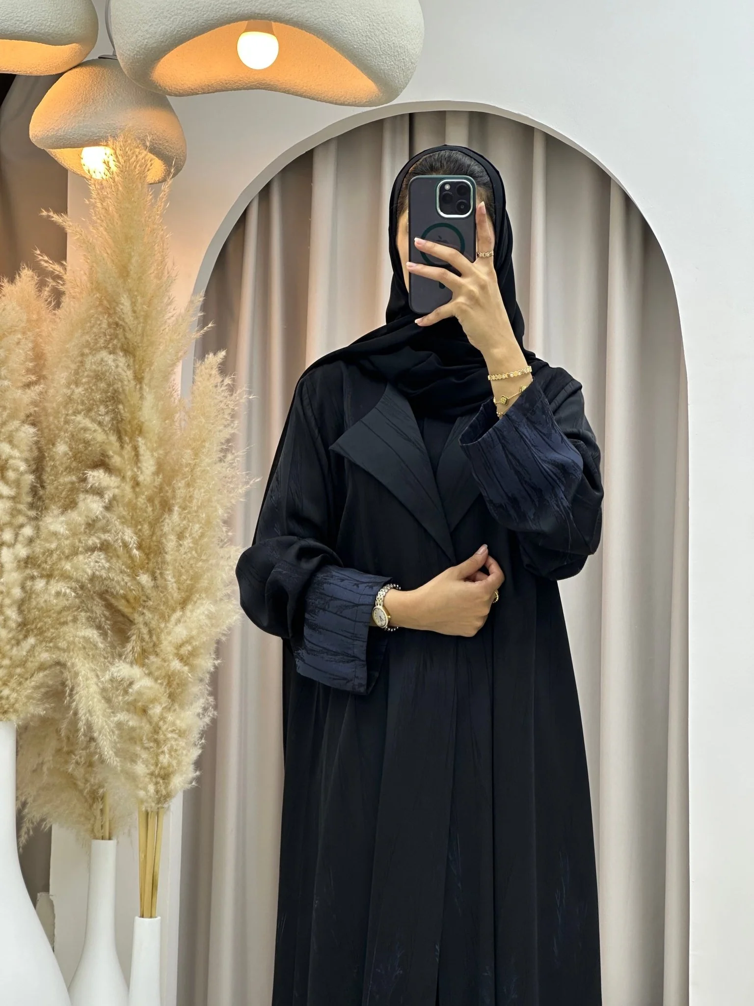 C RTW 0590-01 Blue Black Coat Abaya - Image 7