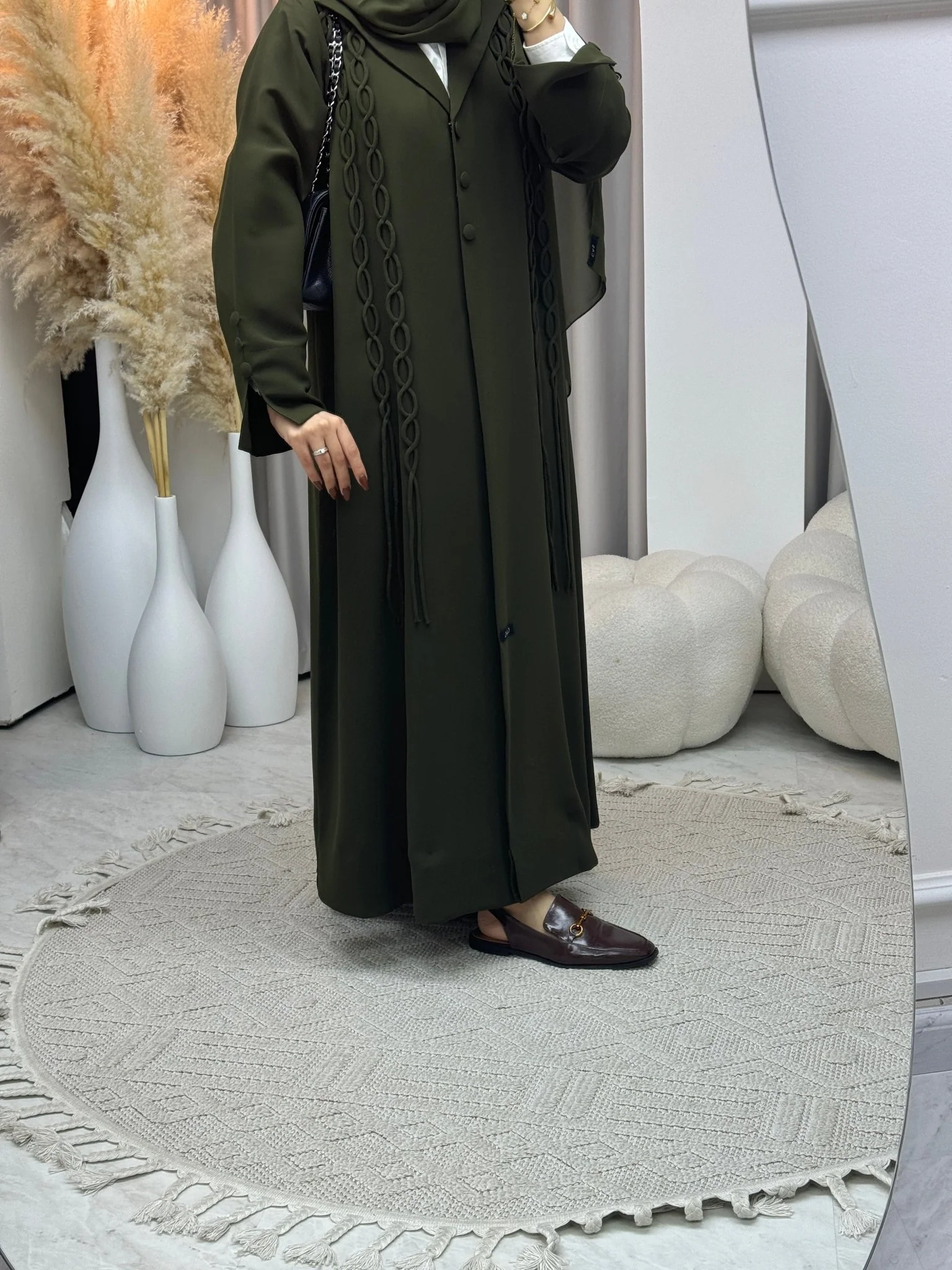 C RTW 0593 Olive Coat Abaya - Image 4