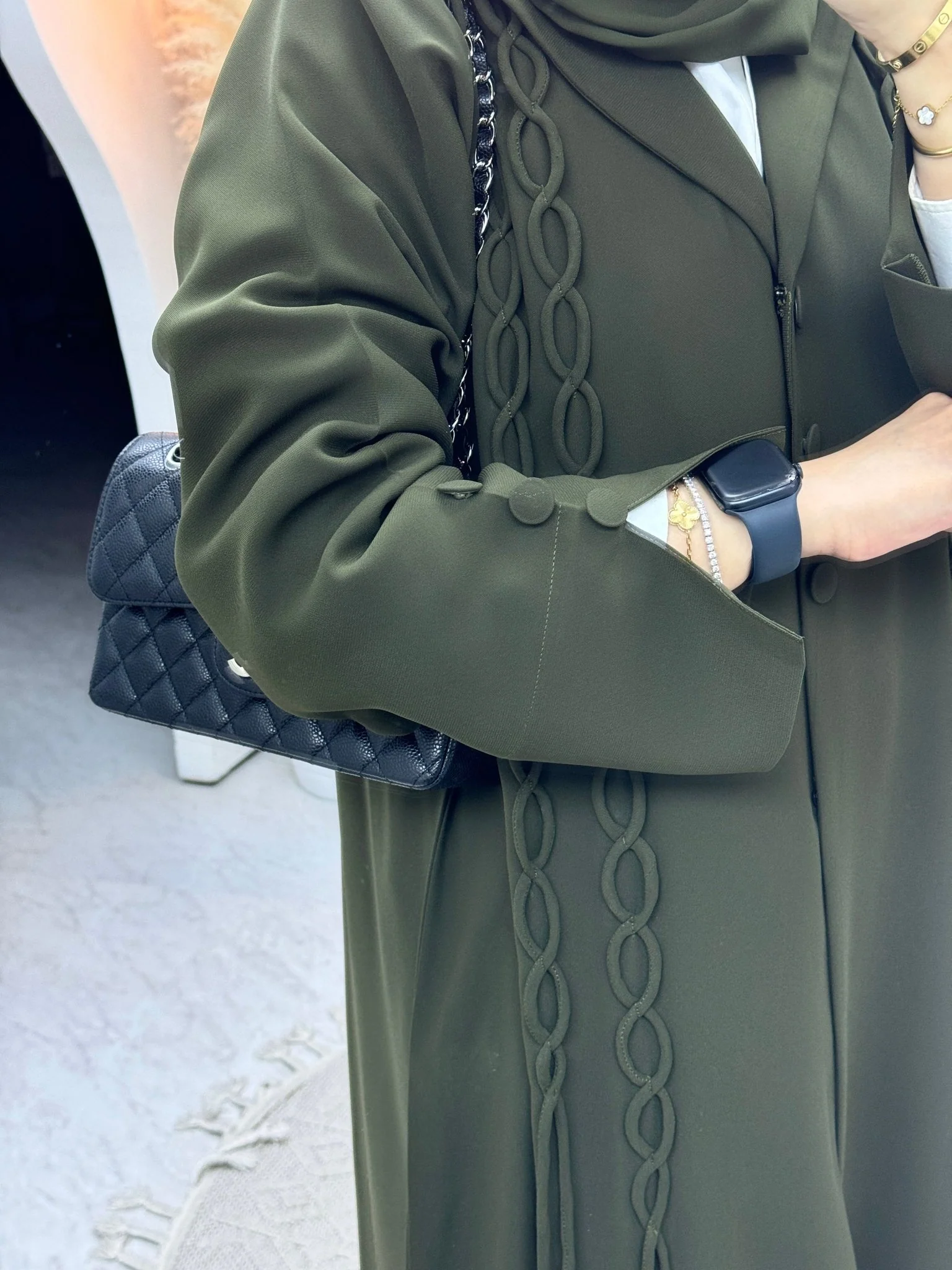 C RTW 0593 Olive Coat Abaya - Image 5