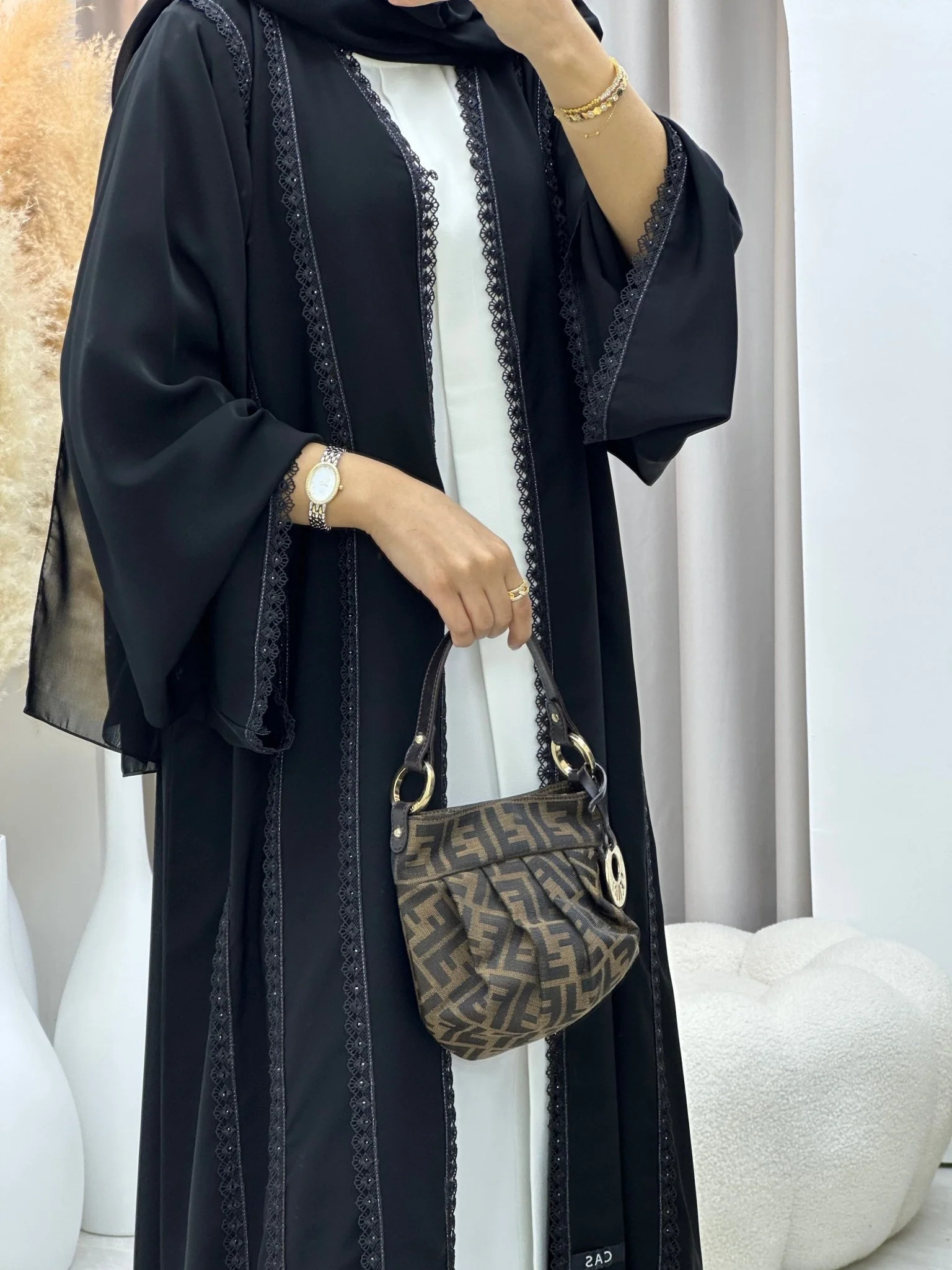C 0601 Black Abaya - Image 4