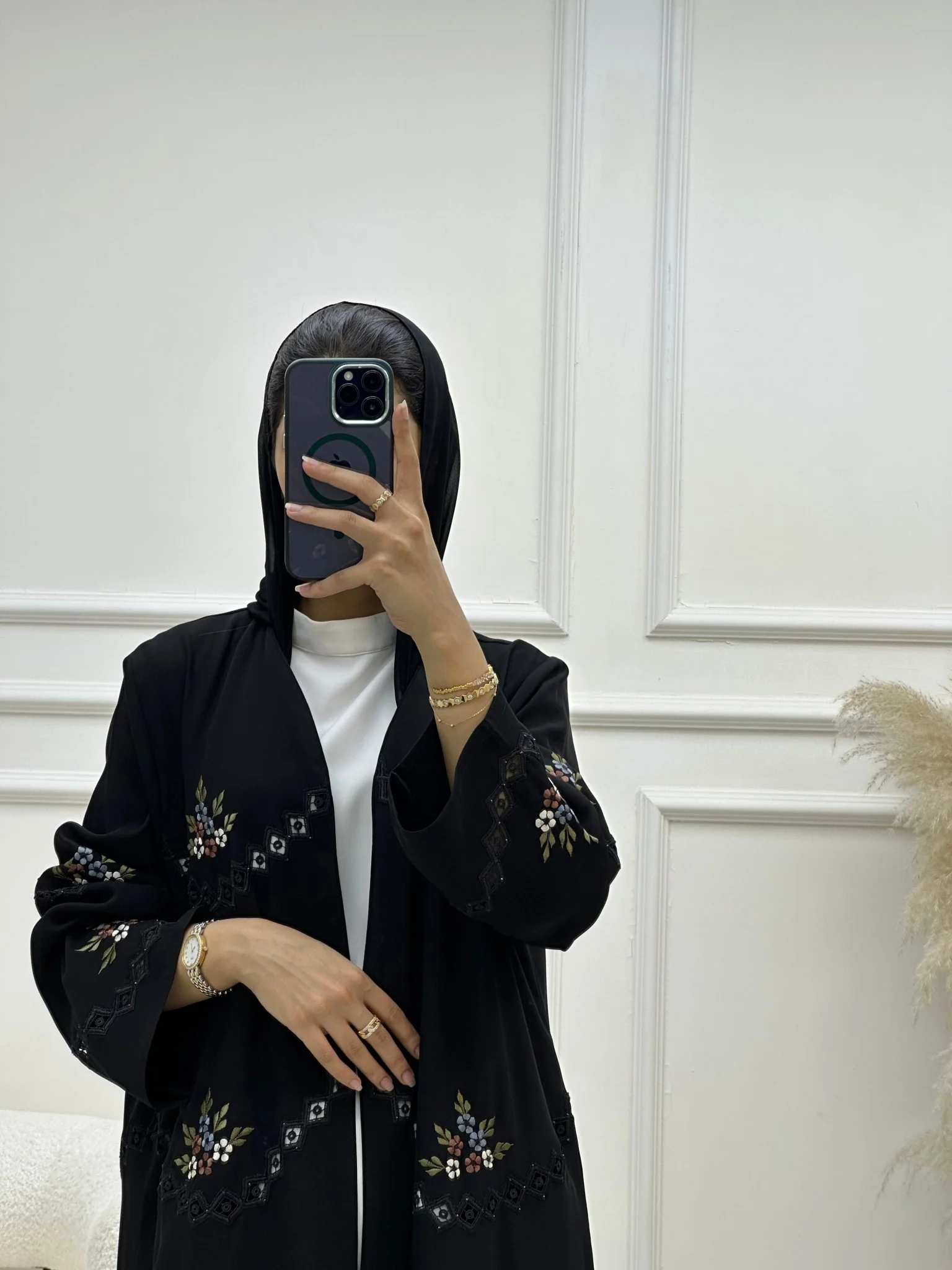 C RTW 0615 Embroidered Black Abaya - Image 4