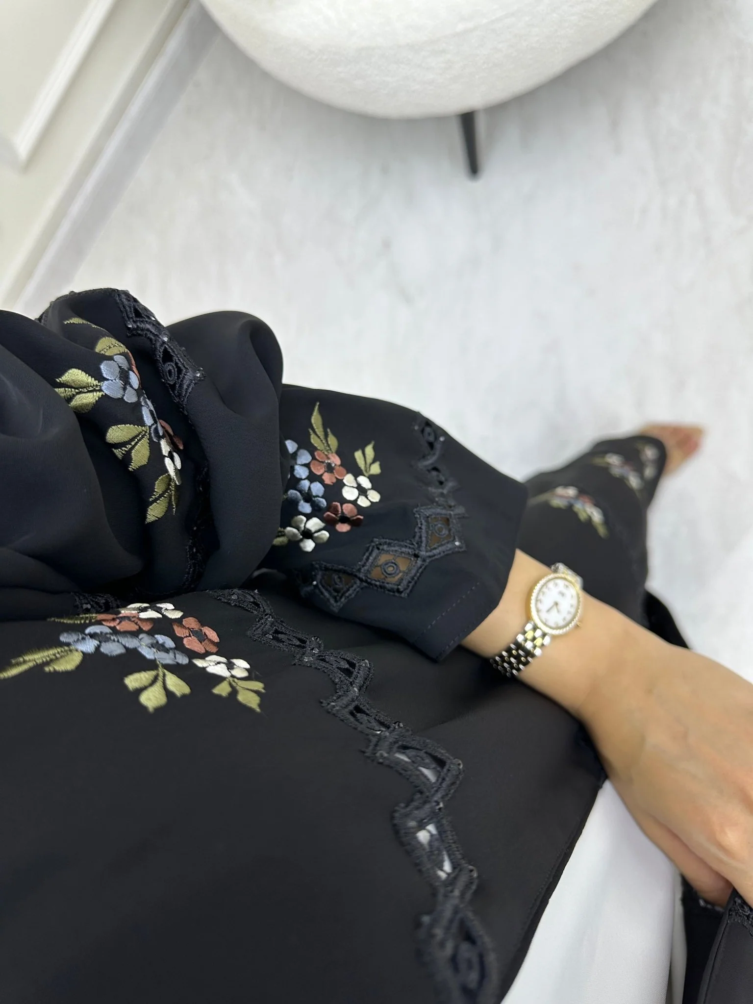 C RTW 0615 Embroidered Black Abaya - Image 6