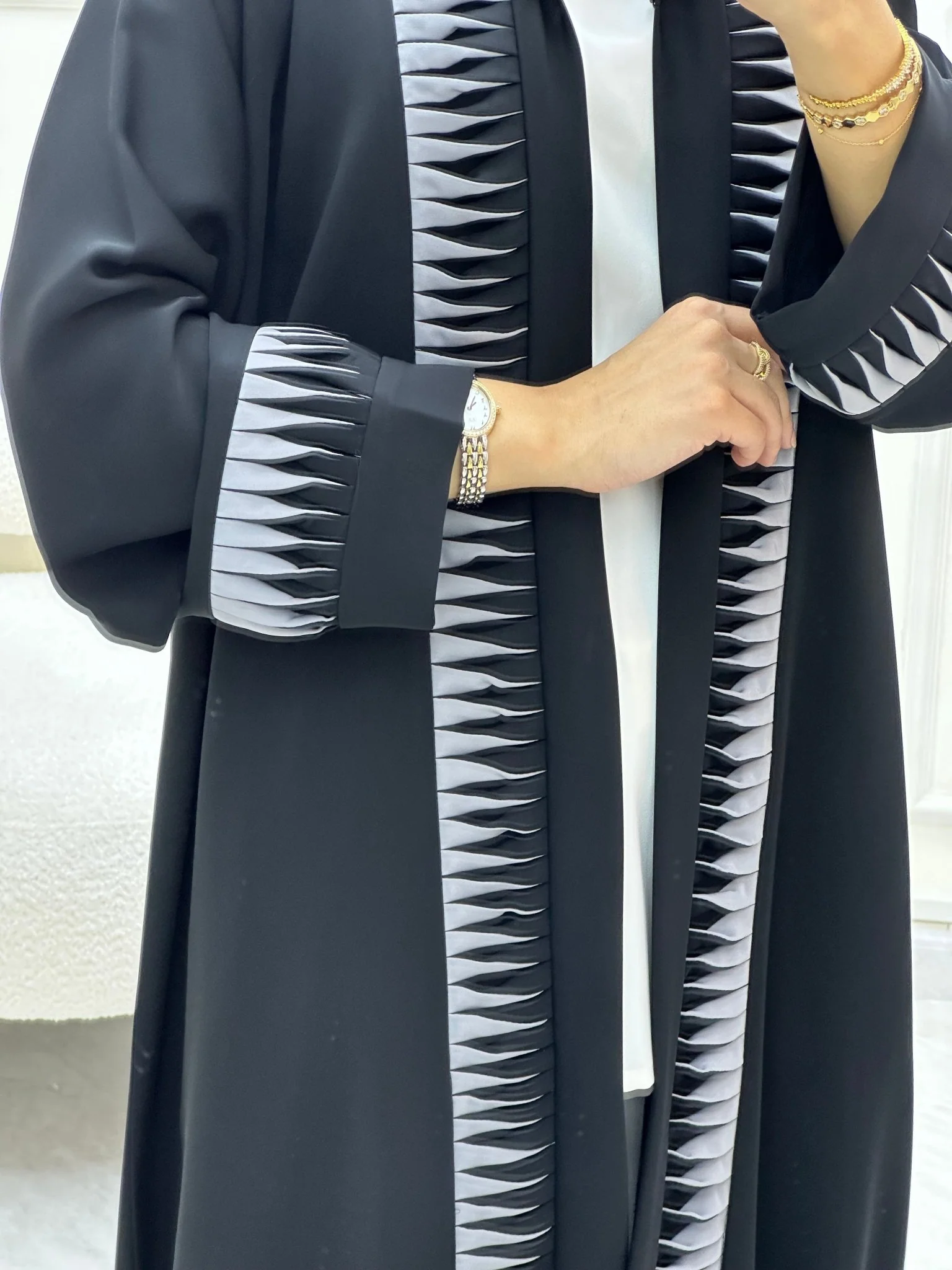 C RTW 0619 Grey Black Abaya - Image 2